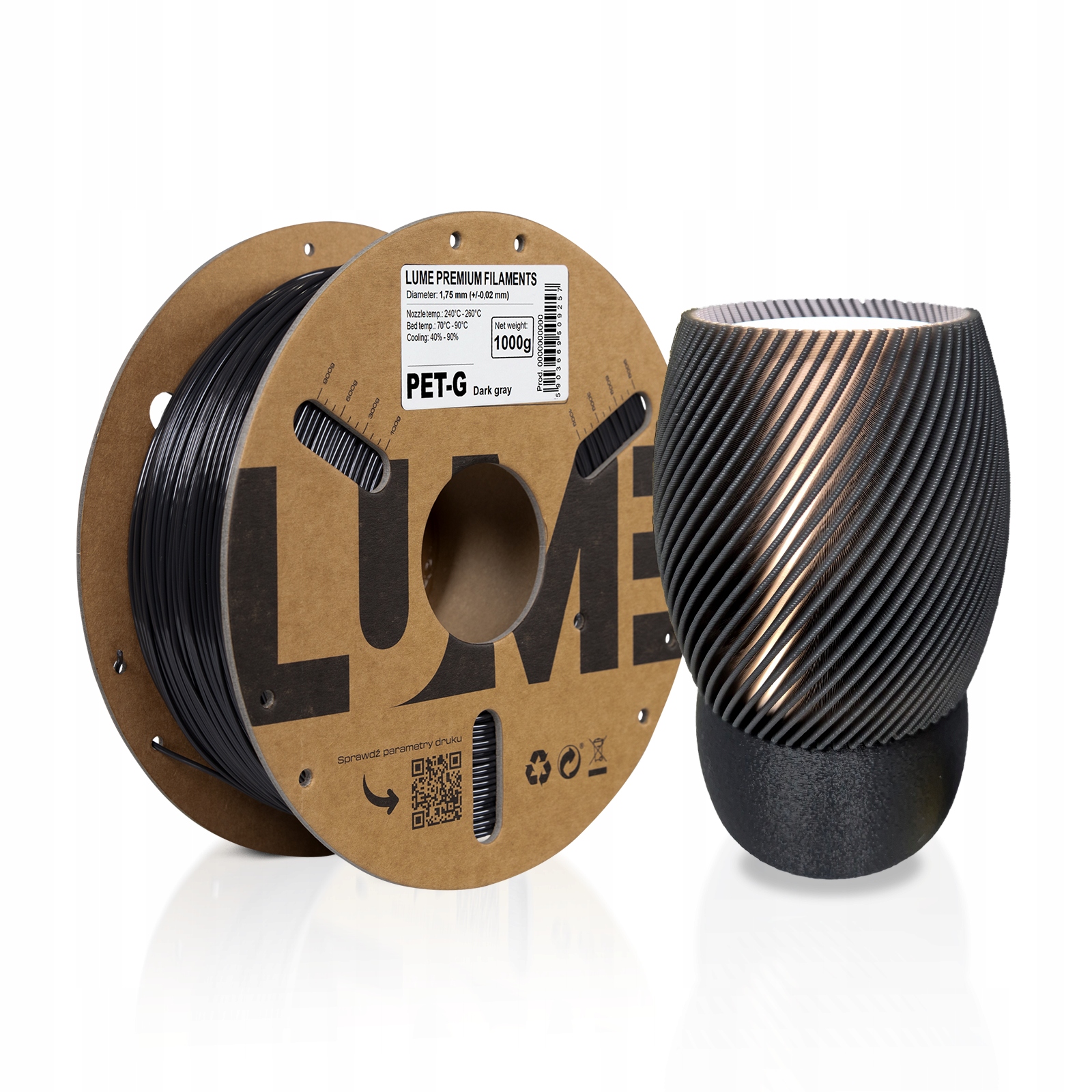 Filament LUME PETG Szary (GRAY)