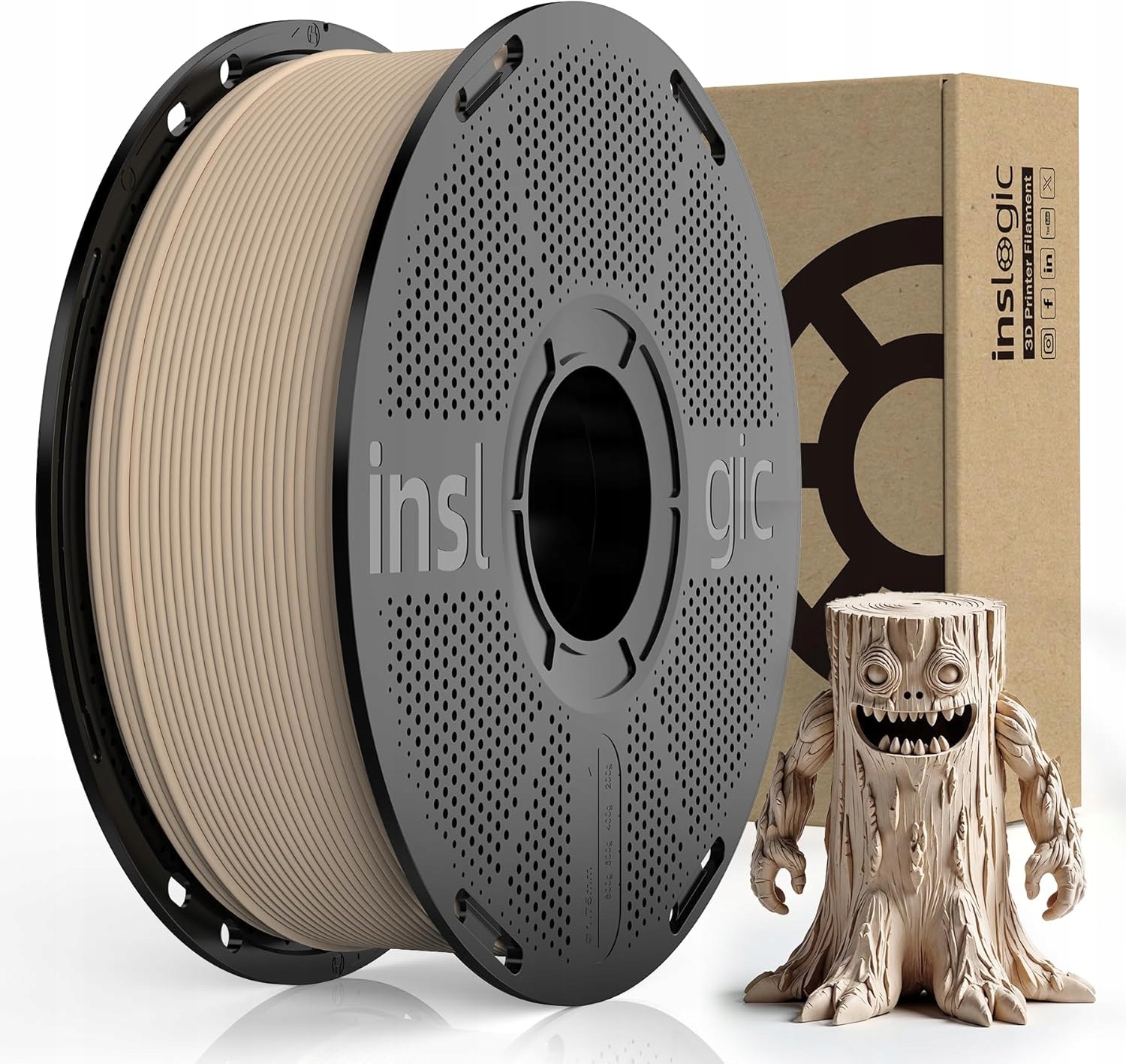 Filament INSLOGIC PLA Brązowy Drewniany (BROWN WOOD)