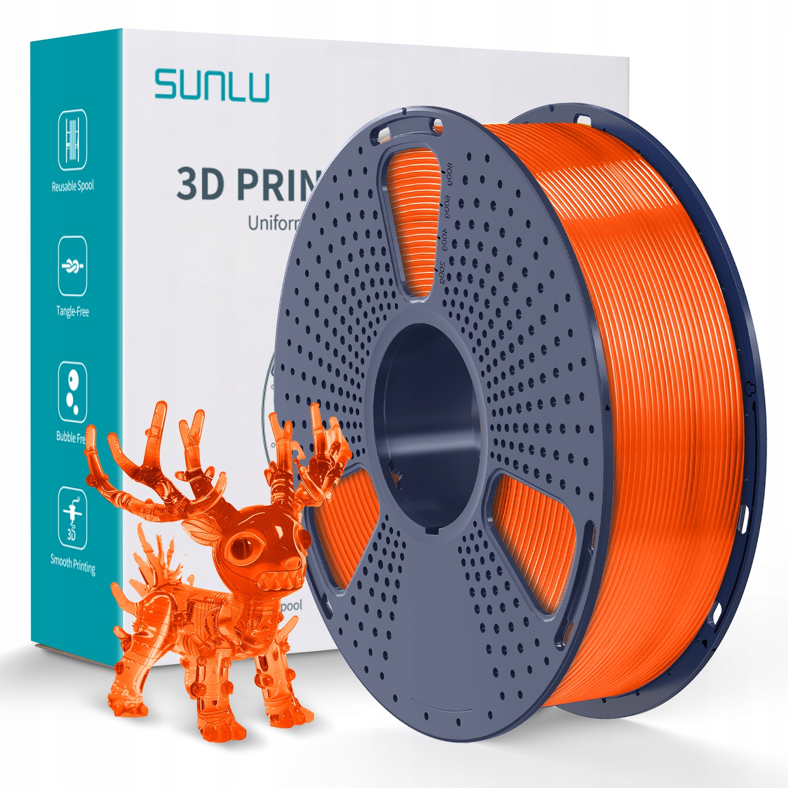 Filament SUNLU PLA Plus Pomarańczowy Przezroczysty (ORANGE TRANSPARENT)