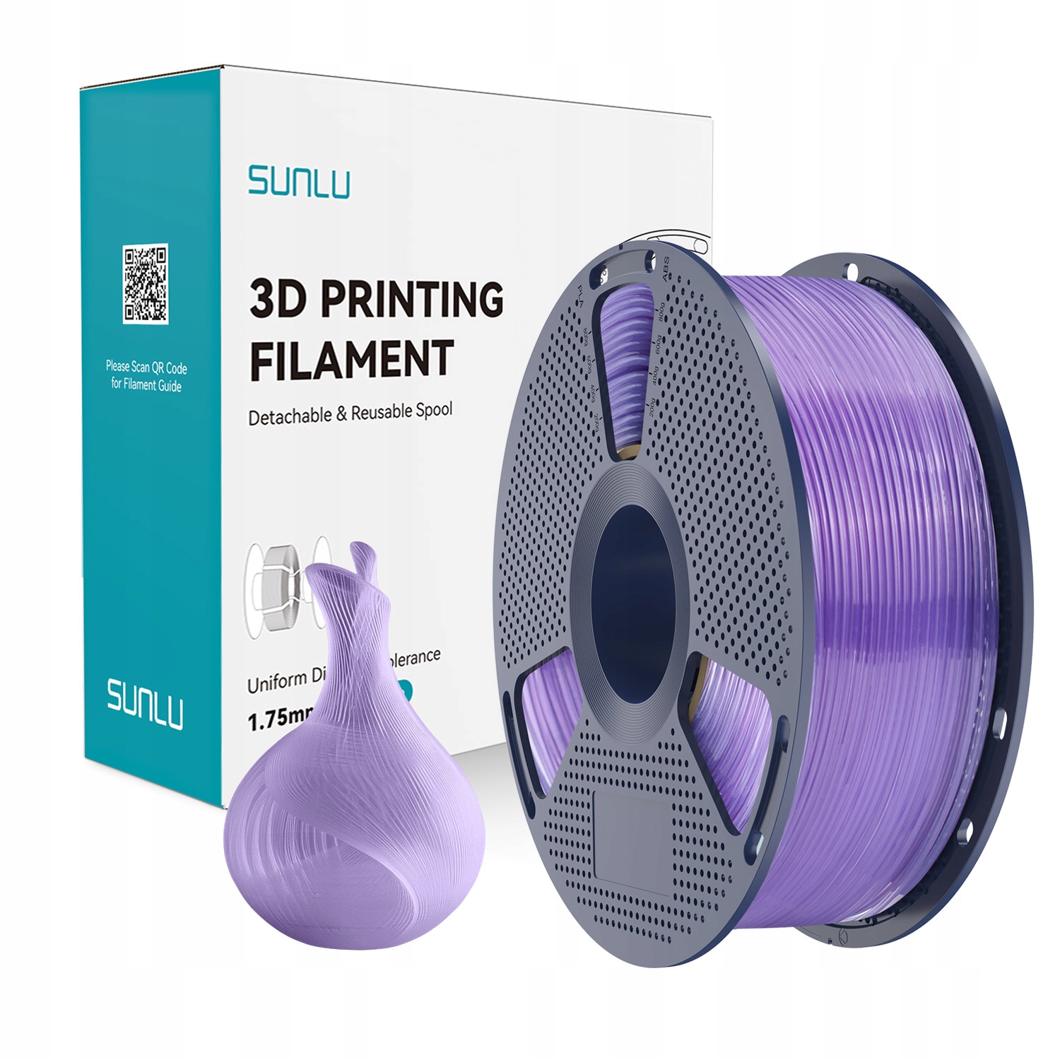 Filament SUNLU PLA Fioletowy Przezroczysty (PURPLE TRANSPARENT)