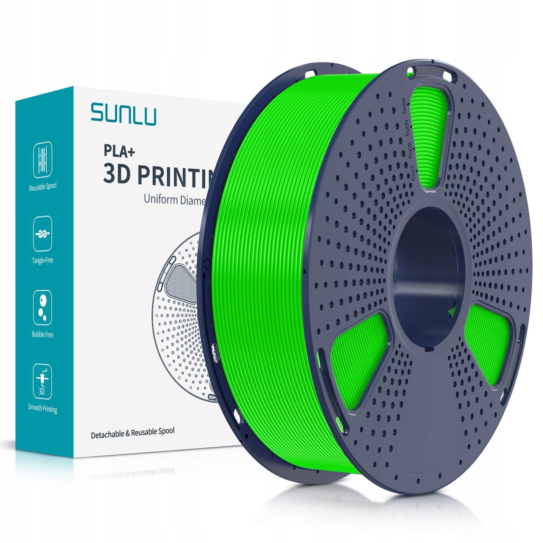 Filament SUNLU PLA Plus Zielony (GREEN)