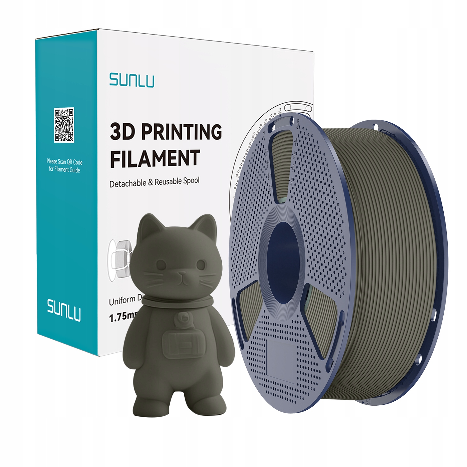Filament SUNLU PLA Szary Matowy (GRAY MATTE)