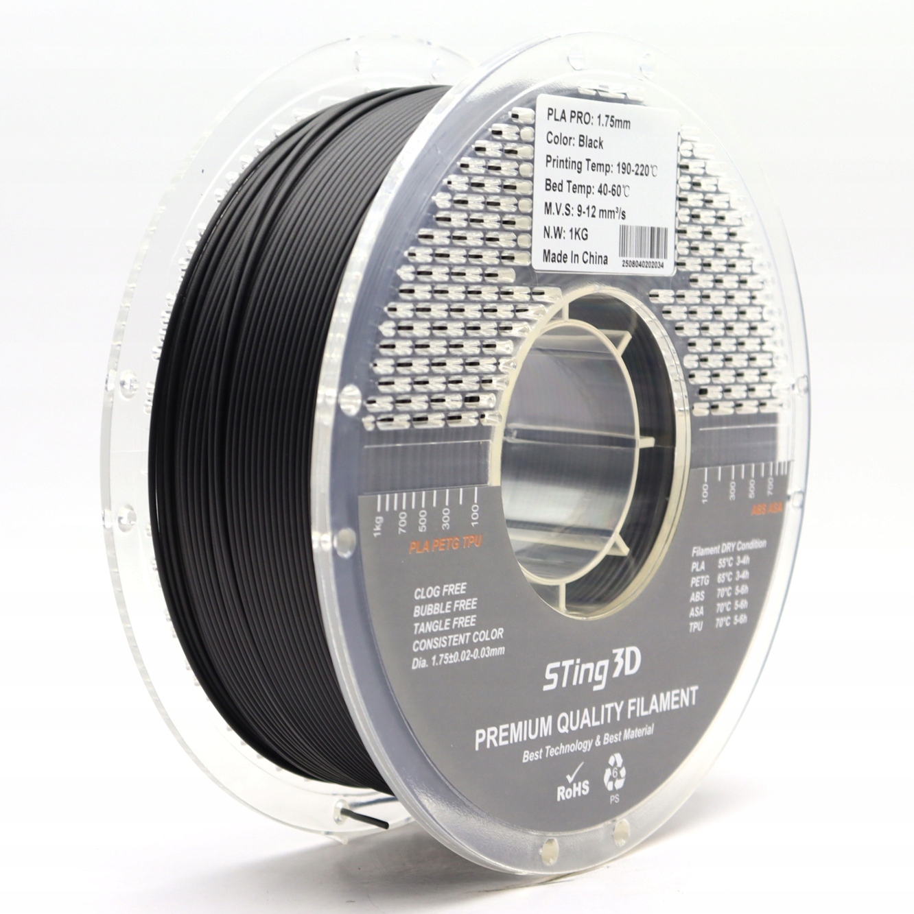 Filament null PLA Plus Czarny (BLACK)