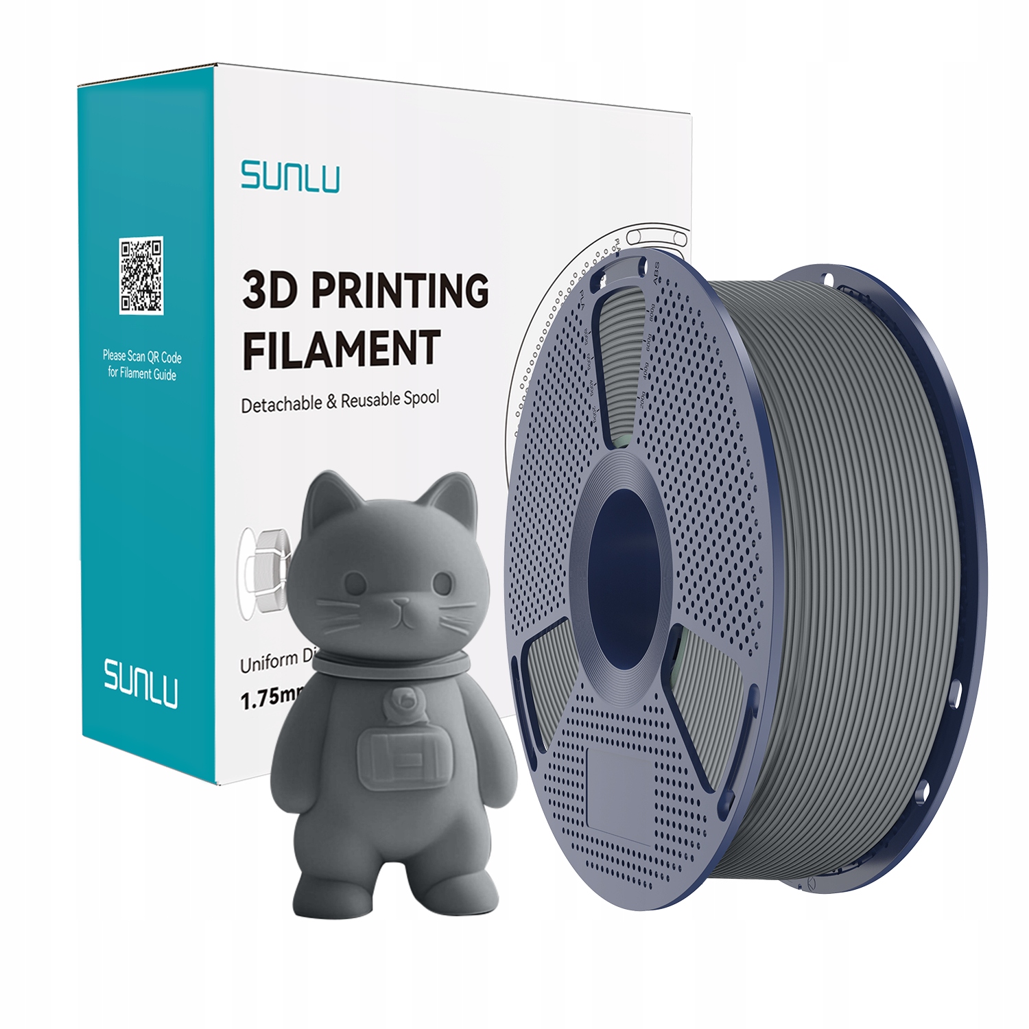 Filament SUNLU PLA Szary Matowy (GRAY MATTE)