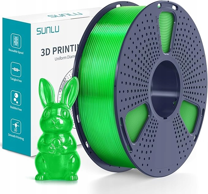 Filament SUNLU PLA Zielony Przezroczysty (GREEN TRANSPARENT)