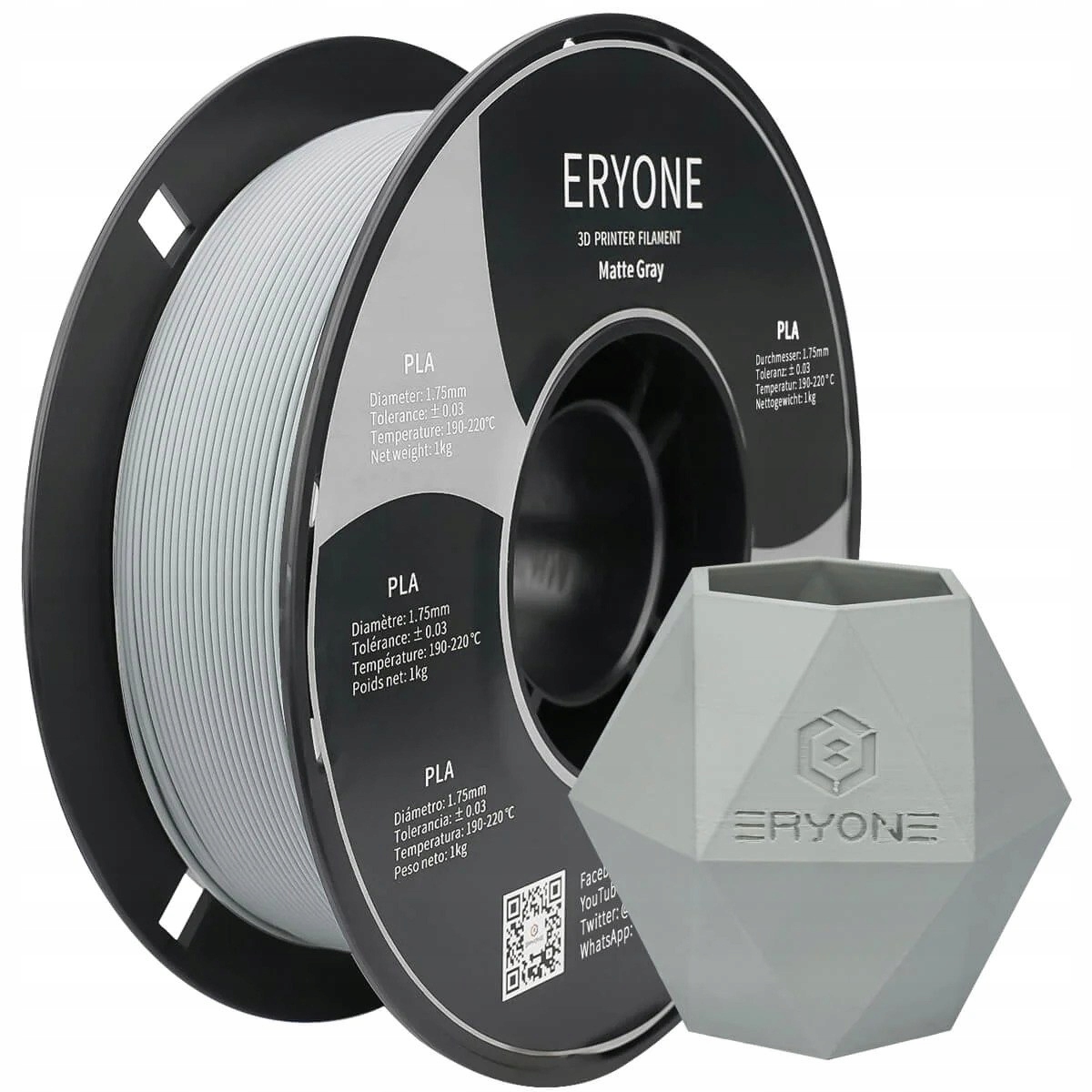 Filament ERYONE PLA Szary Matowy (GRAY MATTE)