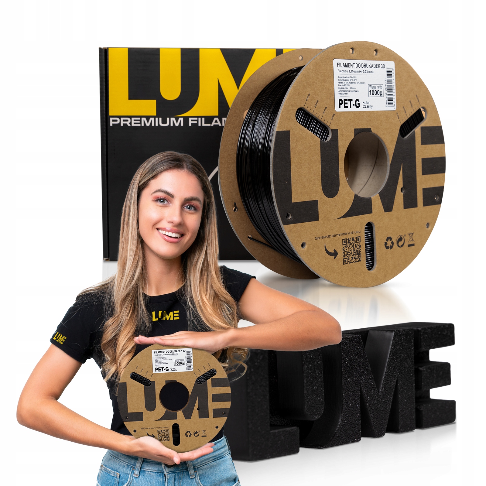 Filament LUME PETG Czarny (BLACK)