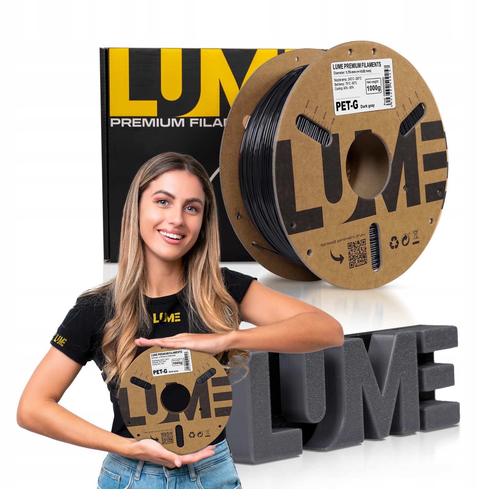 Filament LUME PETG Szary (GRAY)