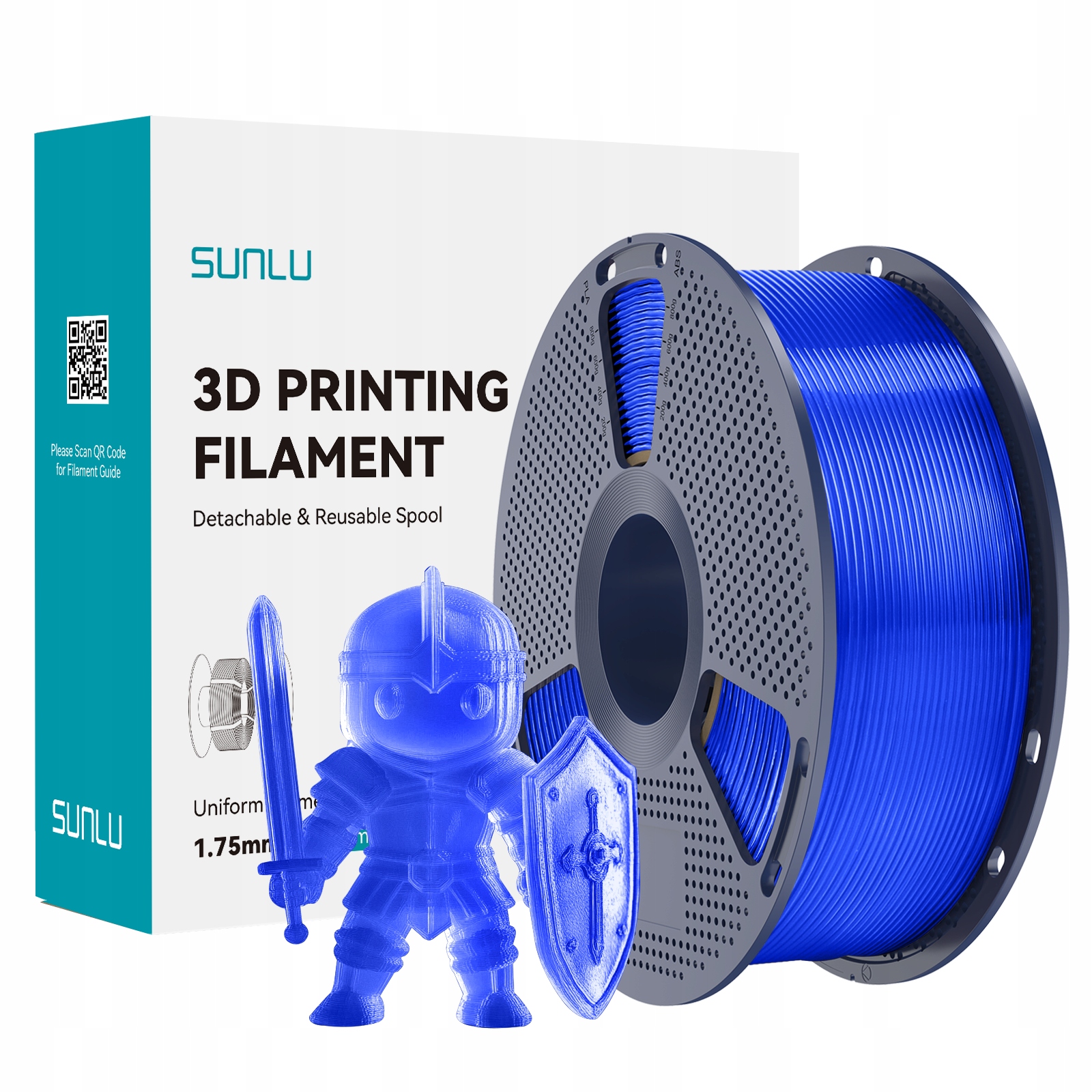 Filament SUNLU PLA Plus Niebieski Przezroczysty (BLUE TRANSPARENT)