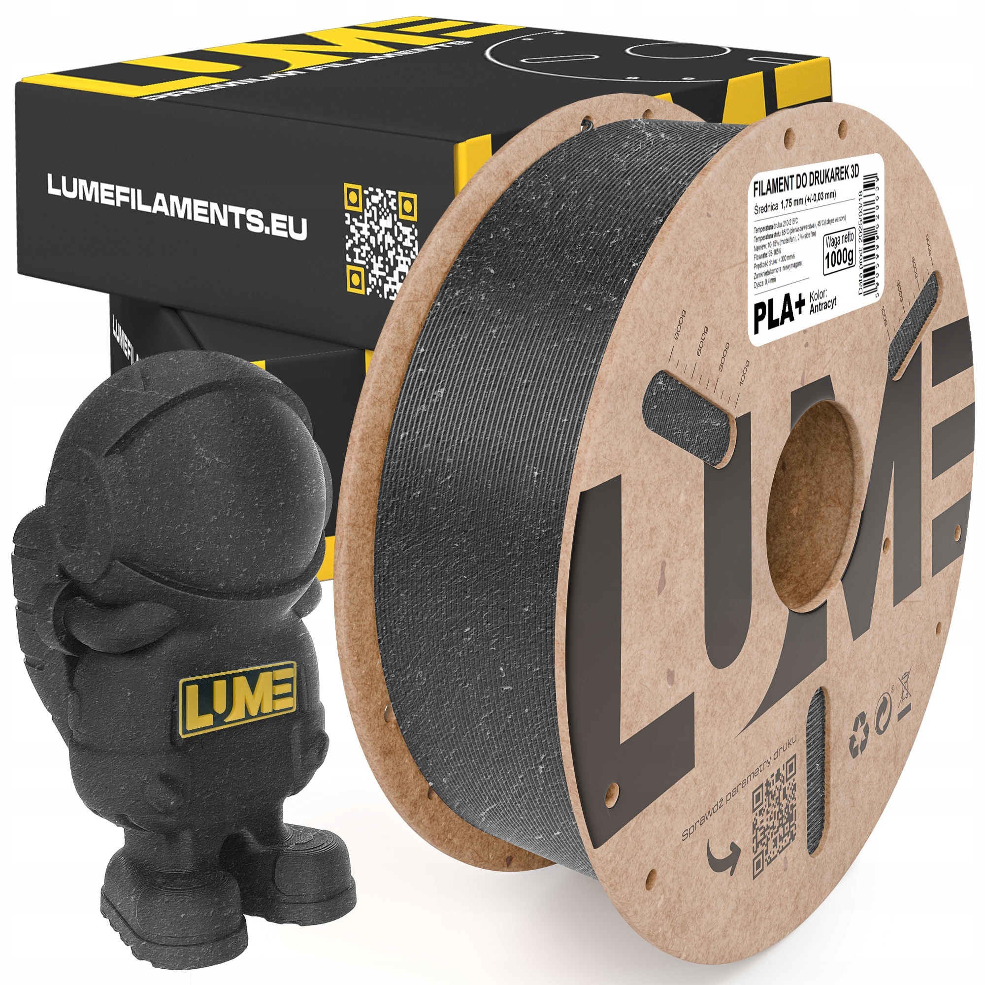 Filament null PLA Plus Szary (GRAY)