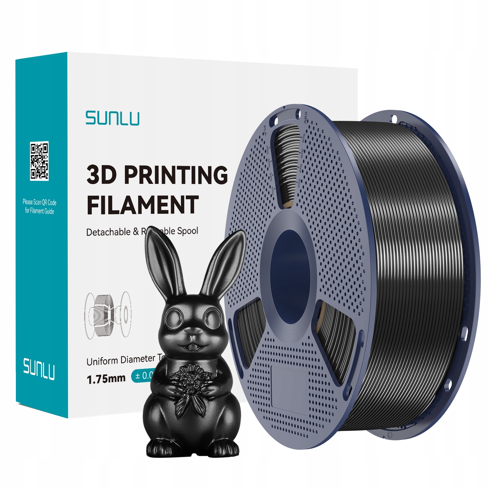 Filament SUNLU PLA Plus Czarny Jedwabny (BLACK SILK)