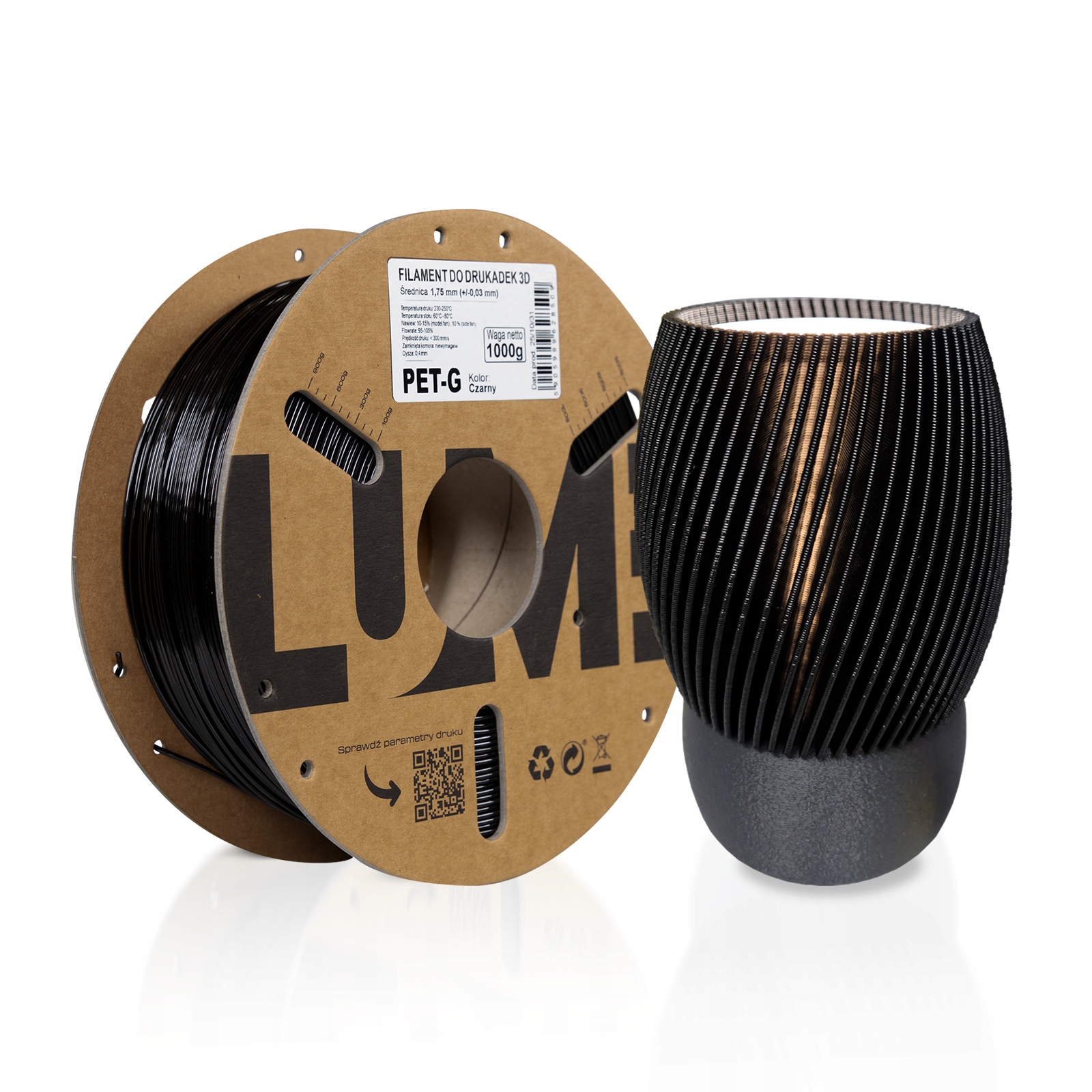Filament LUME PETG Czarny (BLACK)