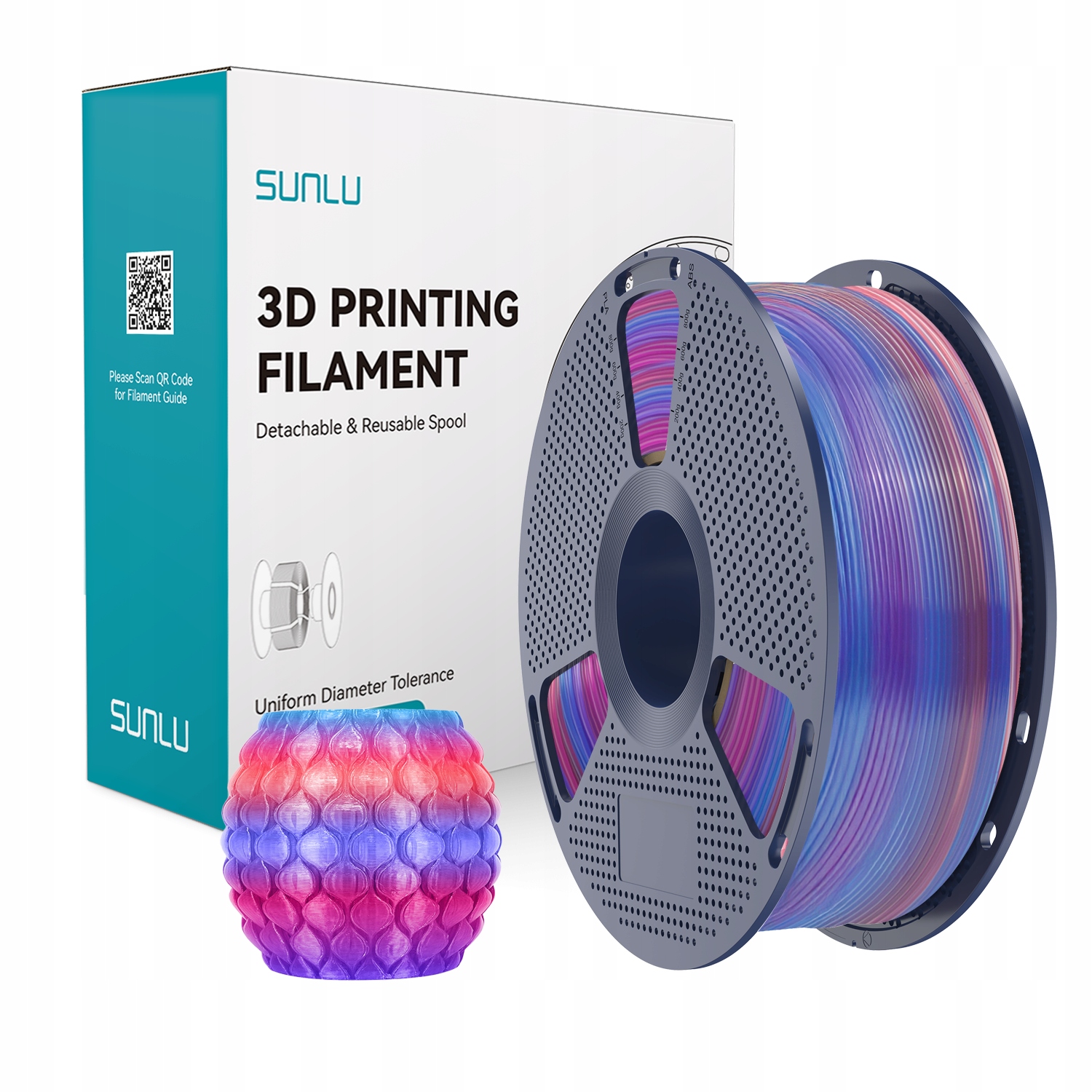 Filament SUNLU PLA  Tęczowy Przezroczysty (RAINBOW TRANSPARENT)