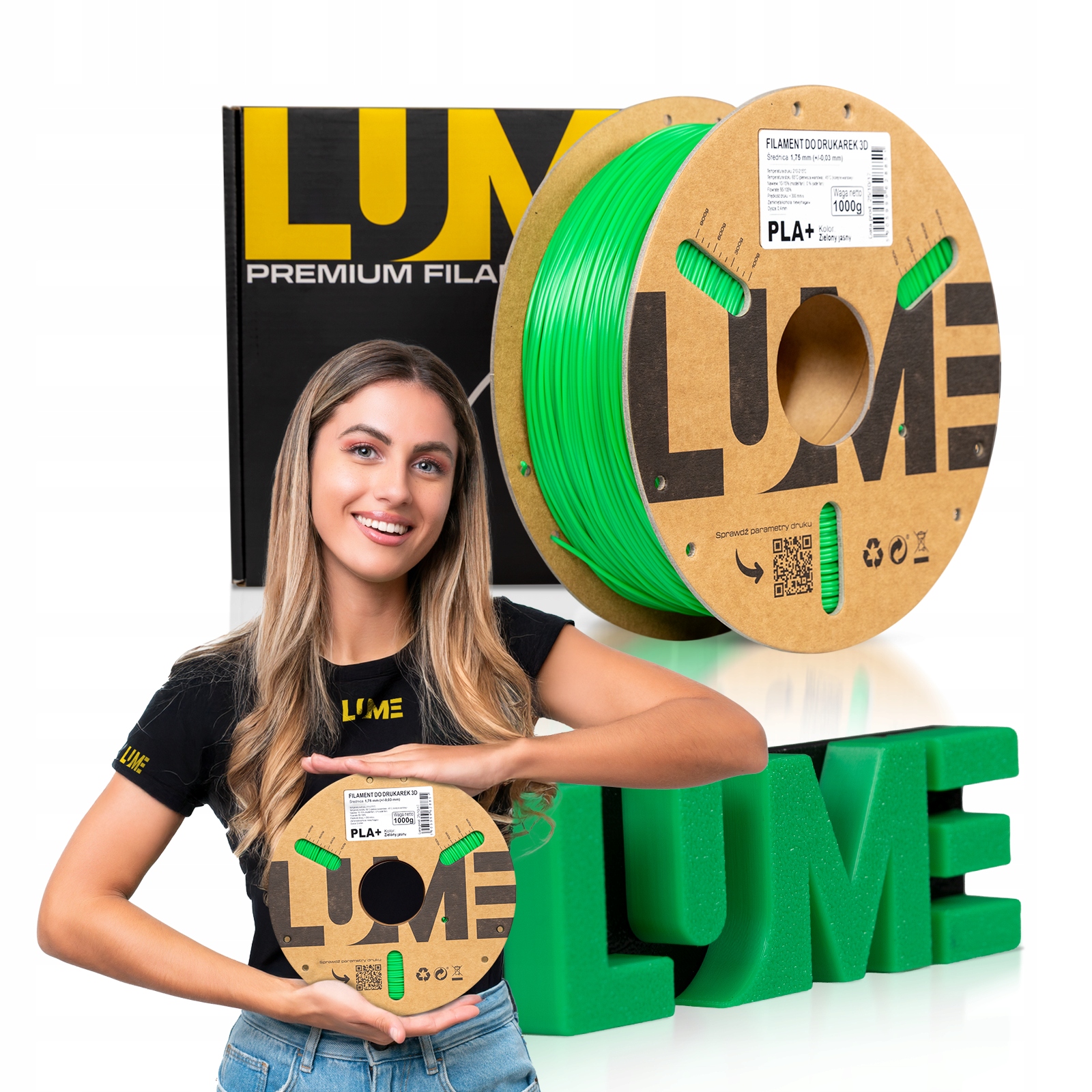 Filament null PLA Plus Zielony (GREEN)