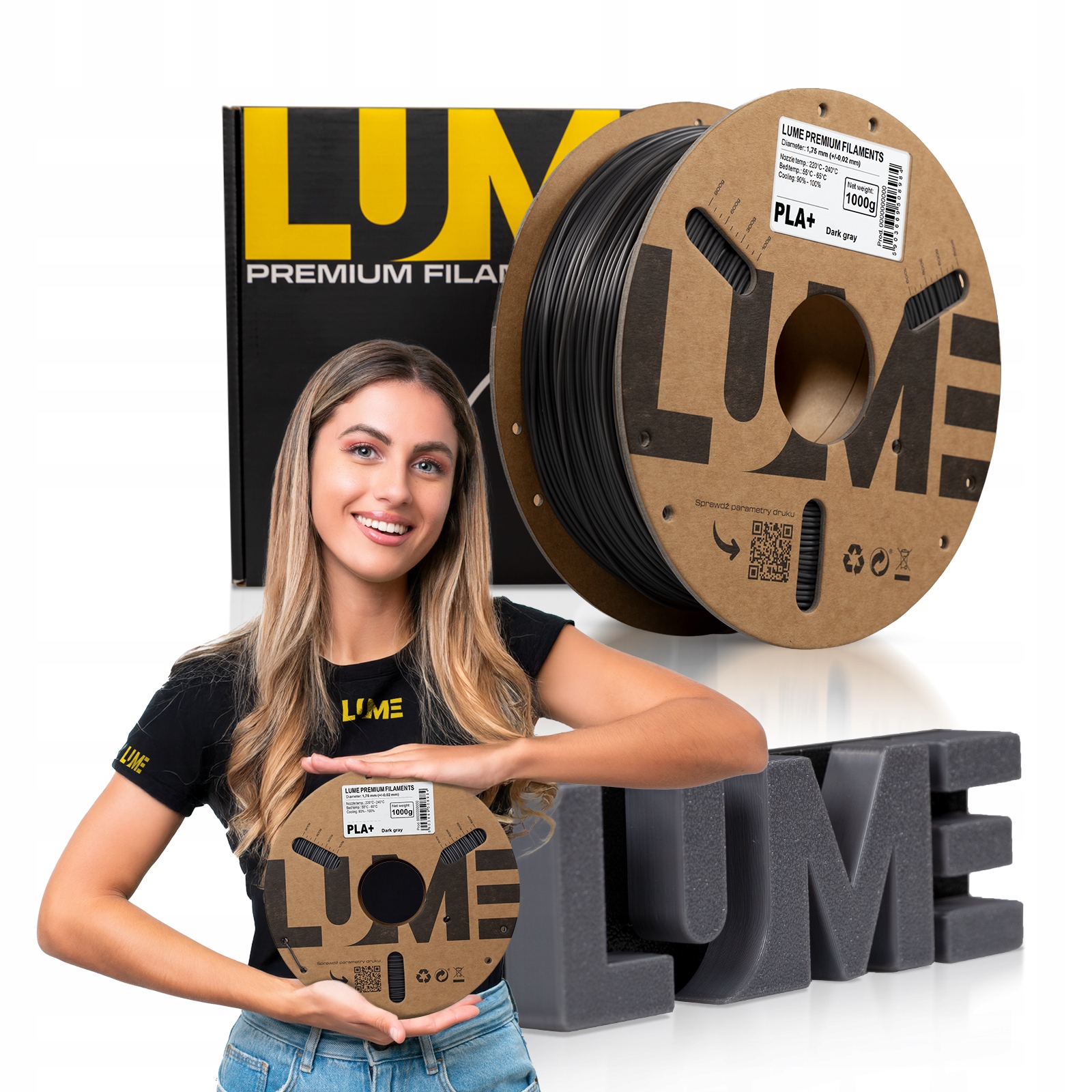 Filament LUME PLA Plus Szary (GRAY)