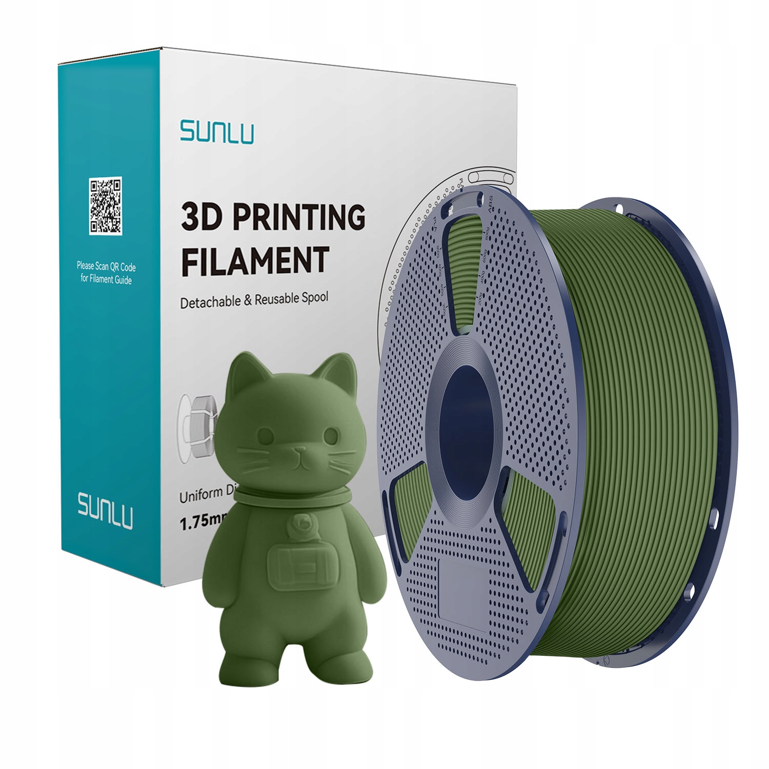 Filament SUNLU PLA High-Speed Zielony Matowy (GREEN MATTE)