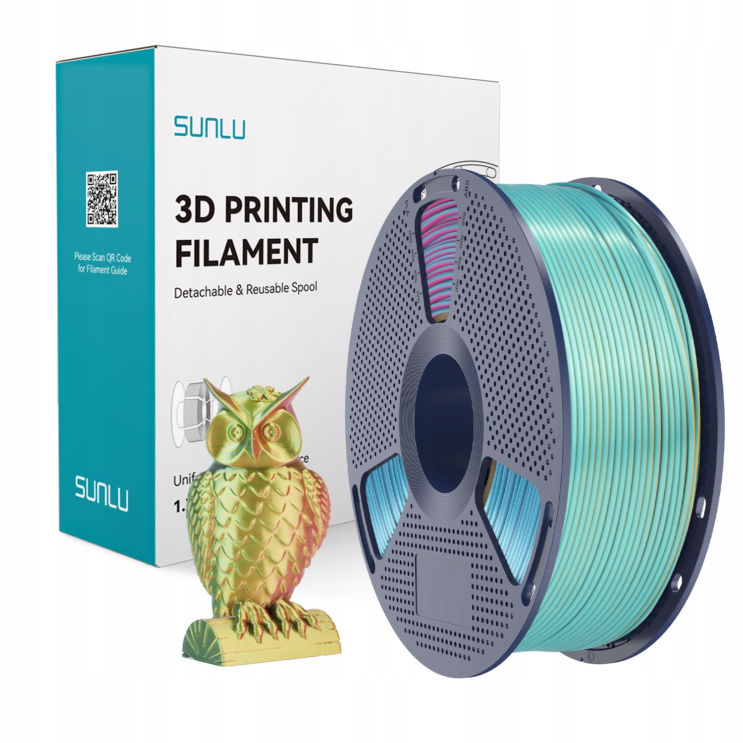 Filament SUNLU PLA Plus  Trójkolorowy Jedwabny (TRIPLE SILK)