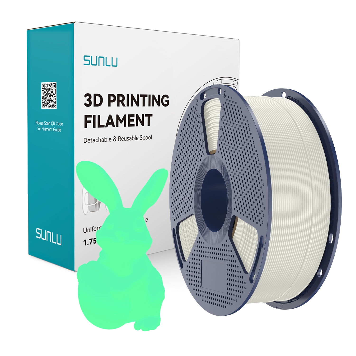 Filament SUNLU PETG Biały Świecący w ciemności (WHITE GLOW)