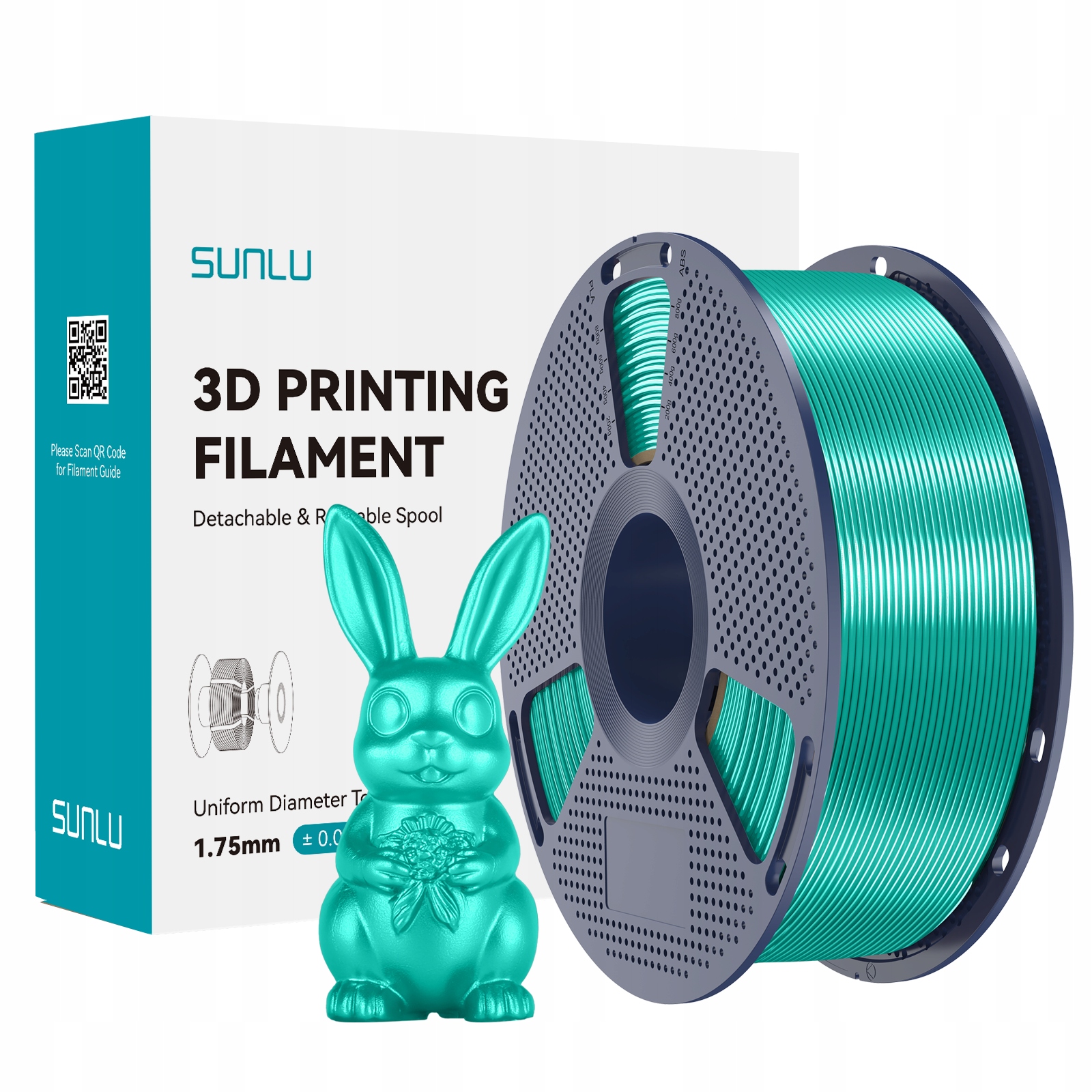 Filament SUNLU PLA Plus Zielony Jedwabny (GREEN SILK)