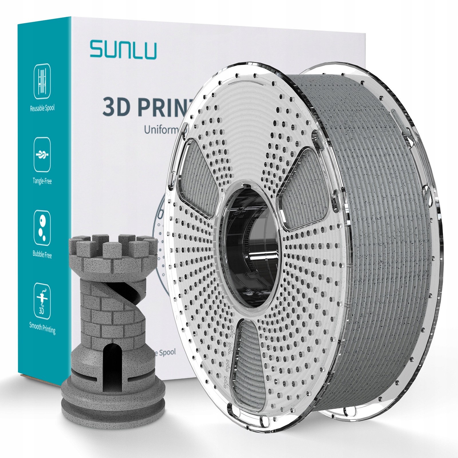 Filament SUNLU PLA High-Speed Szary Teksturowany (GRAY TEXTURED)