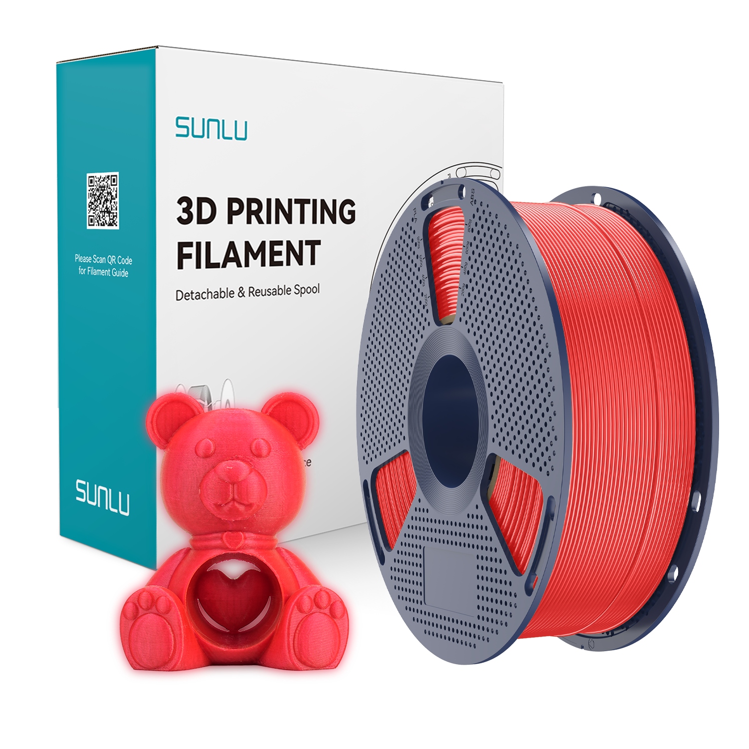 Filament SUNLU PETG Czerwony Świecący w ciemności (RED GLOW)