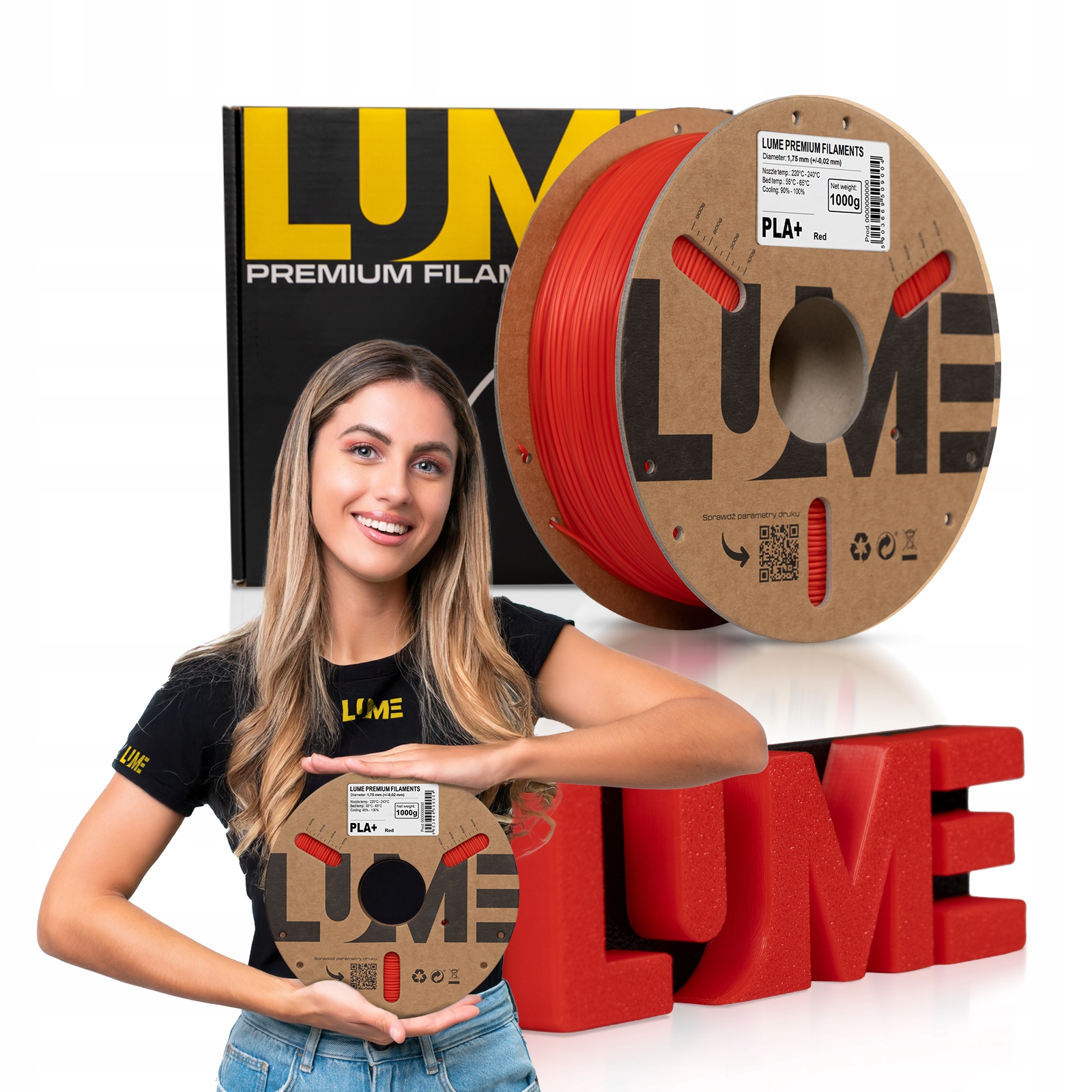 Filament LUME PLA Plus Czerwony (RED)