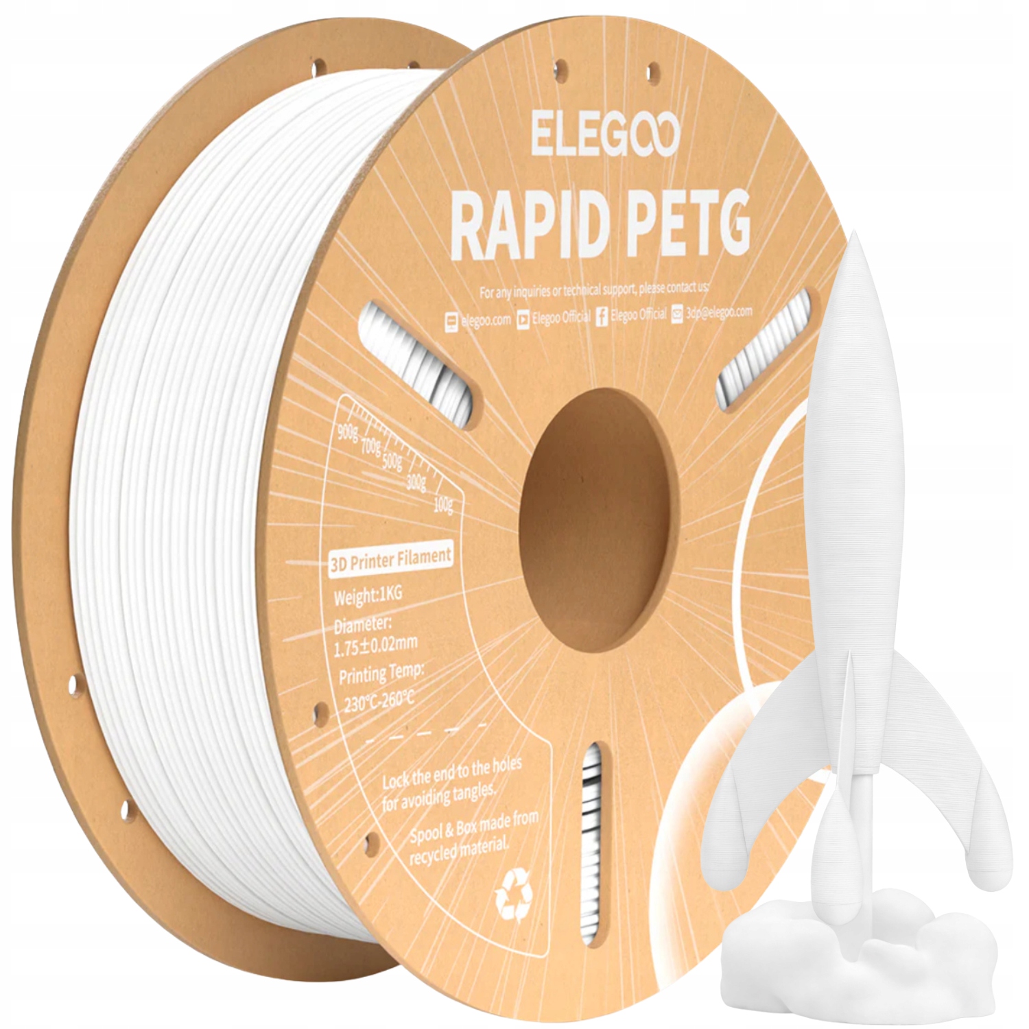 Filament Elegoo PETG Biały (WHITE)