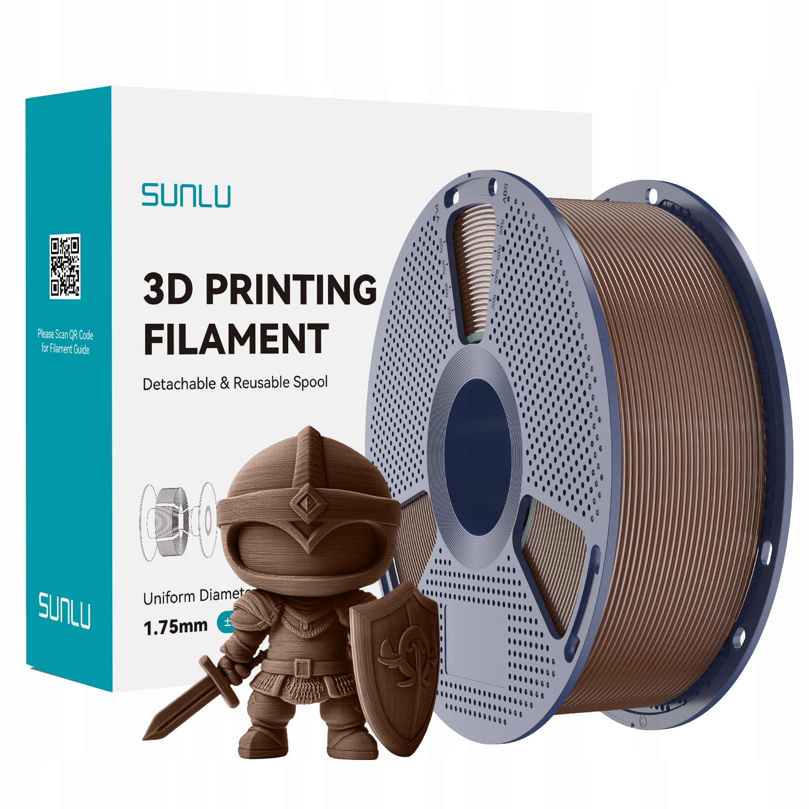Filament SUNLU PLA Plus Brązowy (BROWN)