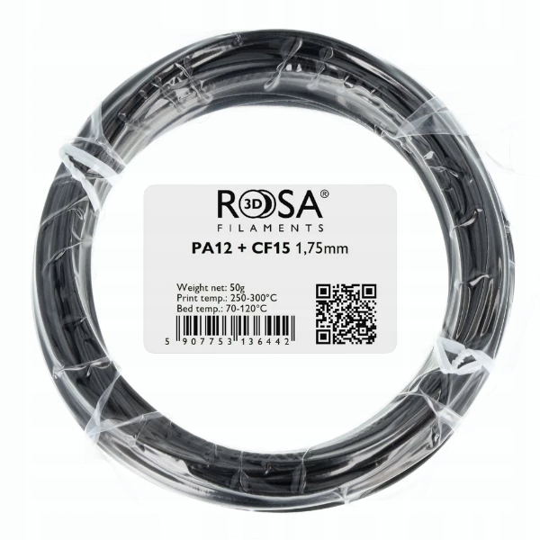 Filament ROSA 3D NYLON (PA)-CF Czarny (BLACK)