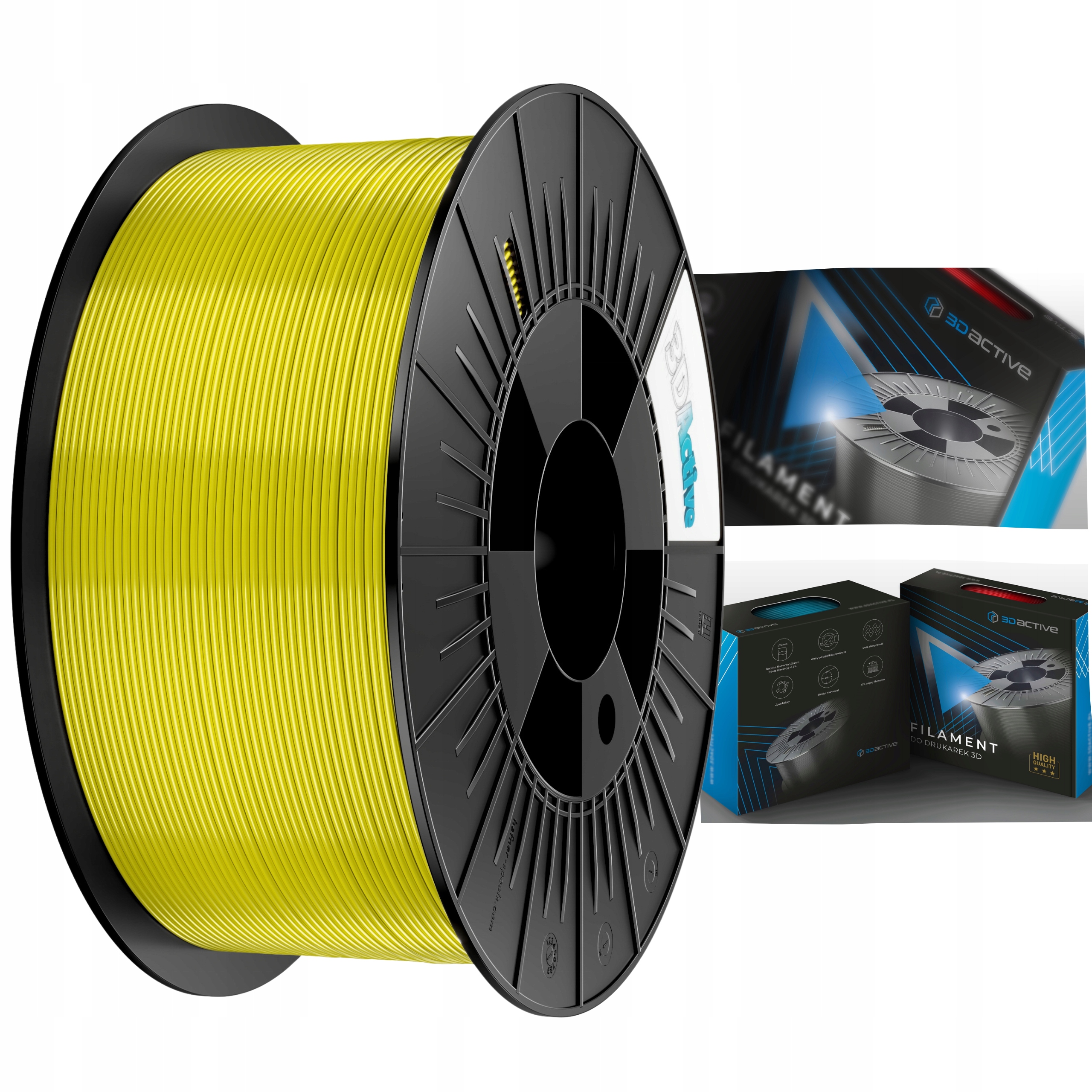 Filament 3DActive PLA Plus Żółty (YELLOW)