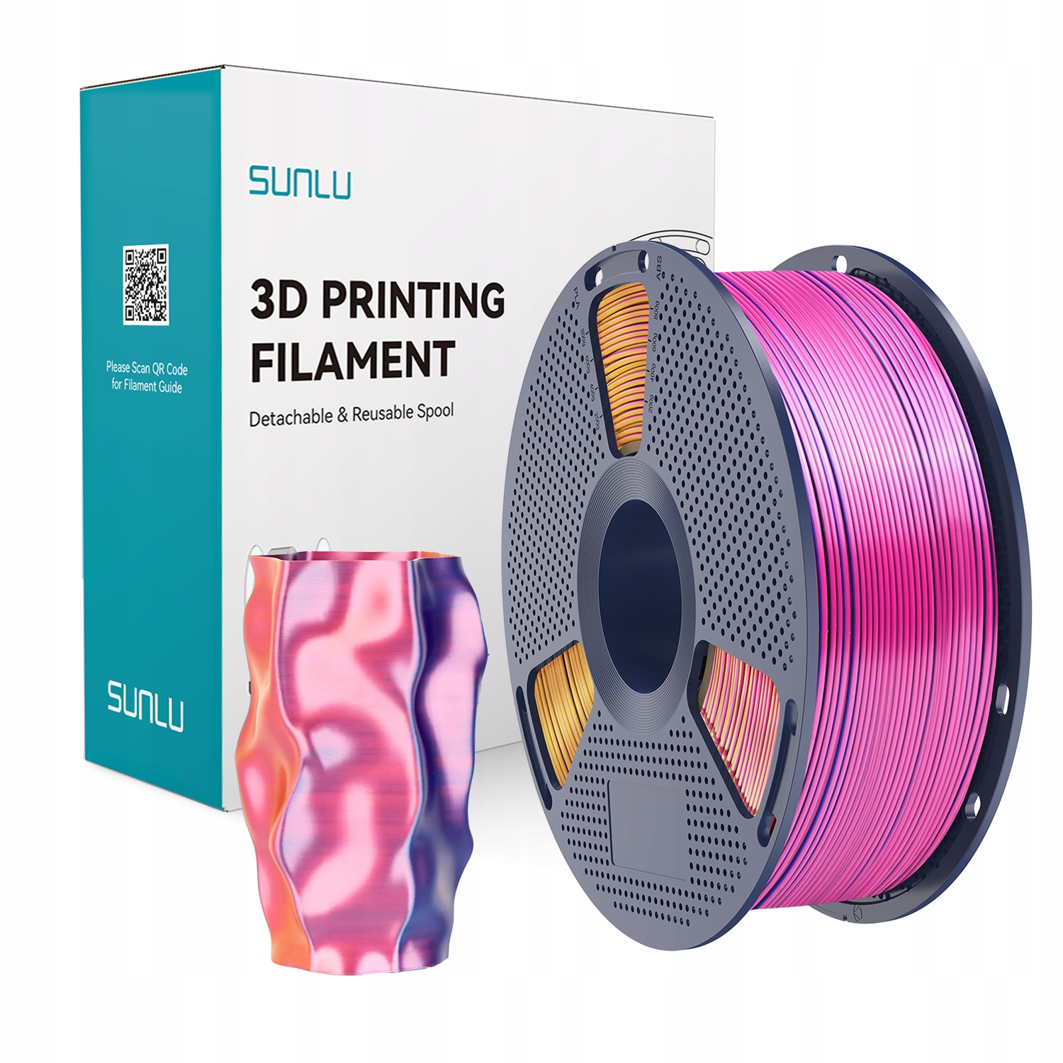 Filament SUNLU PLA Plus  Trójkolorowy Jedwabny (TRIPLE SILK)