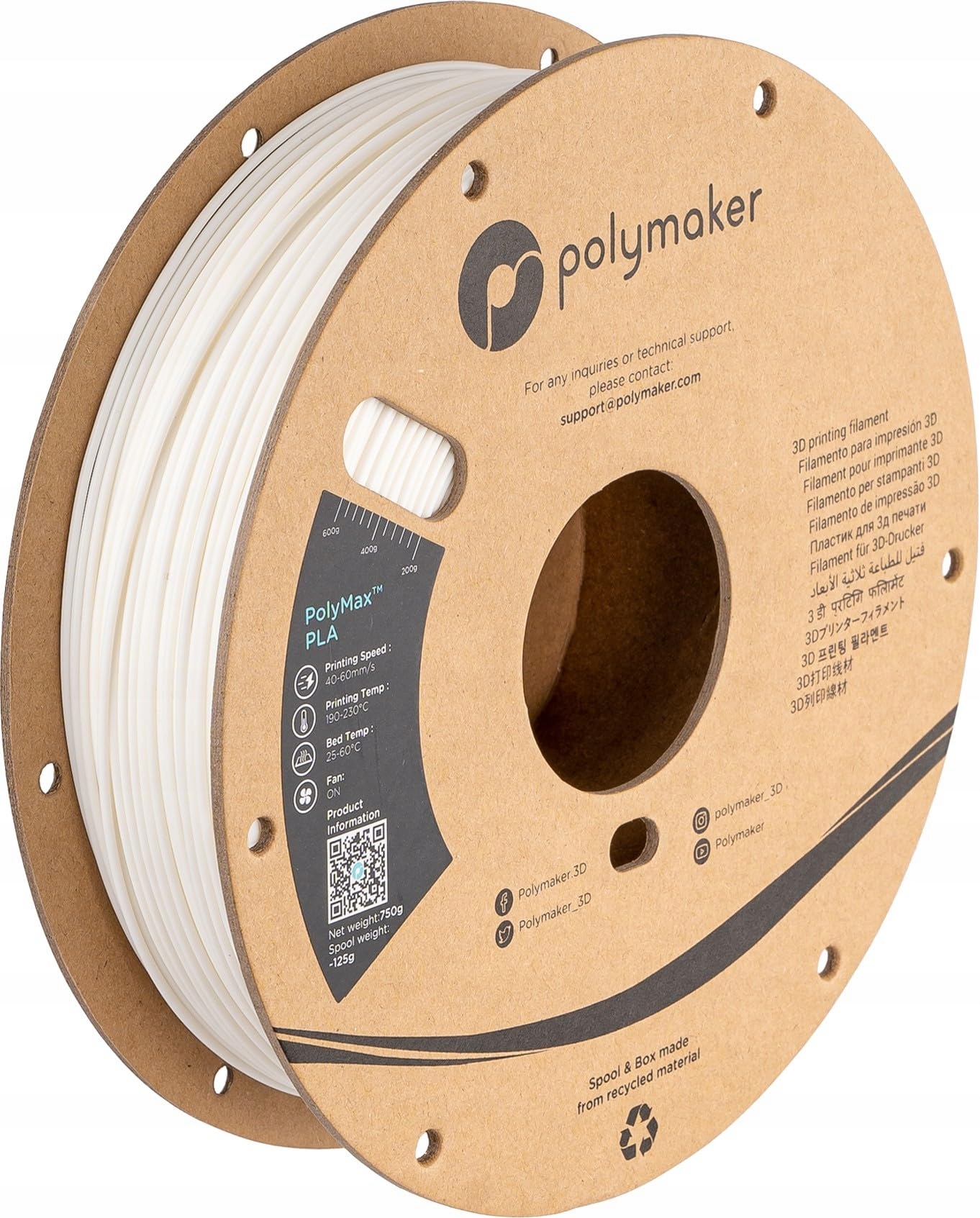 Filament Polymaker PLA Biały (WHITE)
