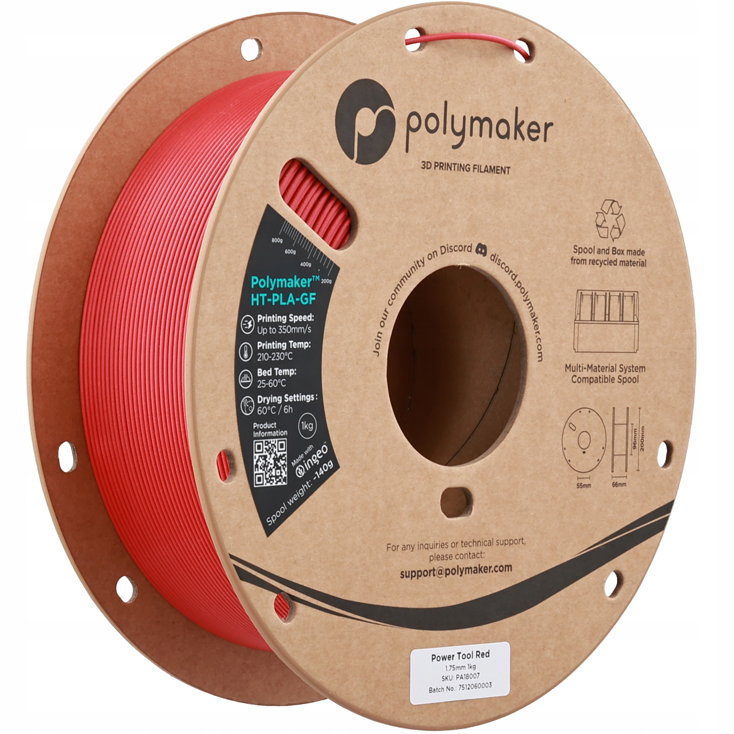 Filament Polymaker PLA Czerwony (RED)