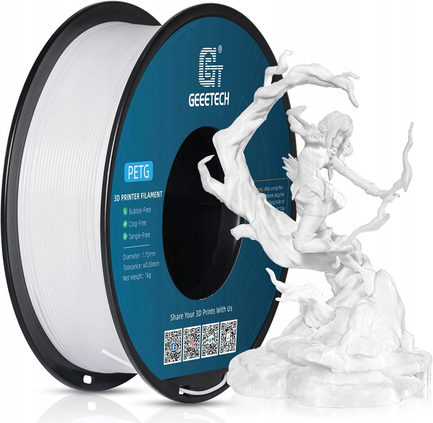 Filament GEEETECH PETG Biały (WHITE)