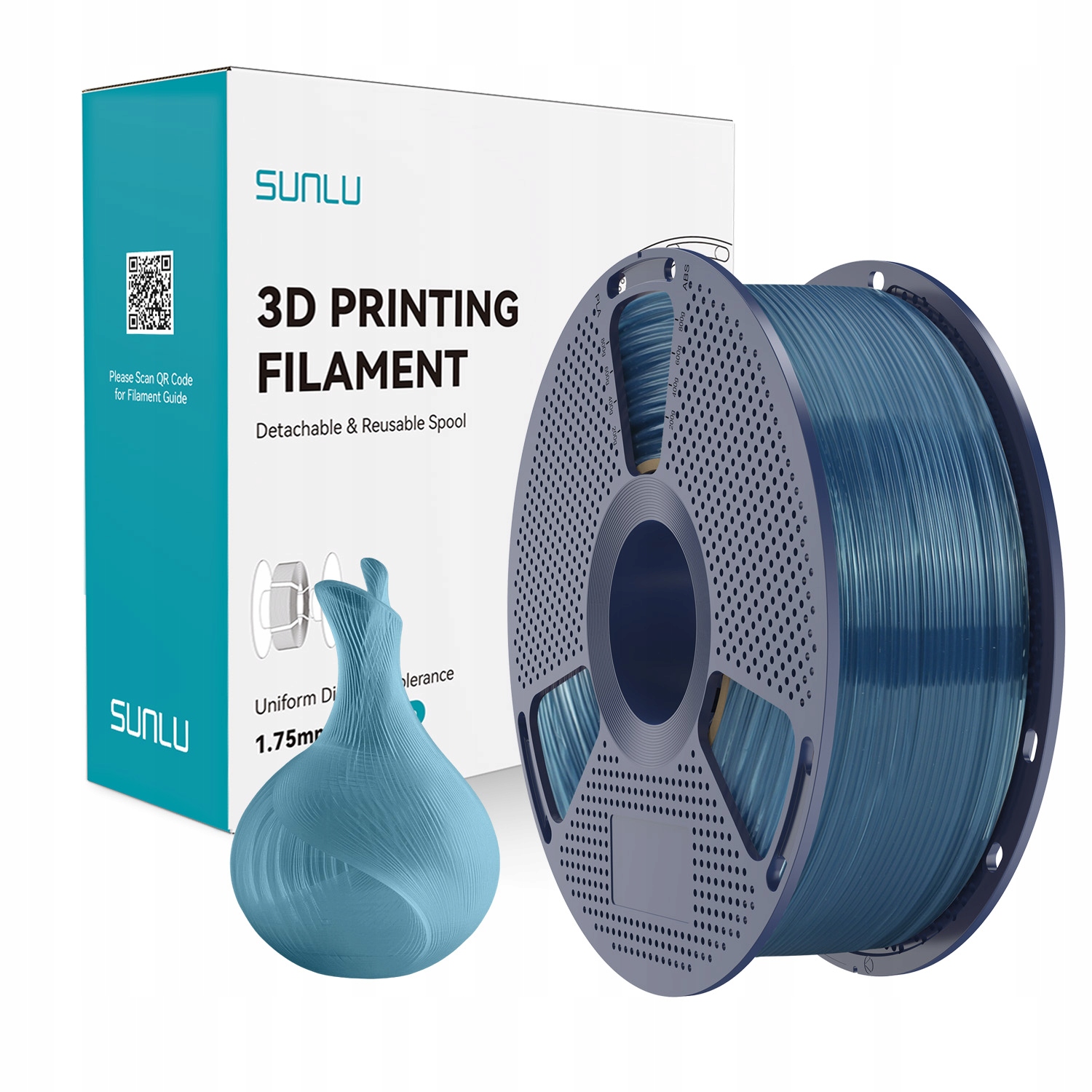 Filament SUNLU PLA Niebieski Przezroczysty (BLUE TRANSPARENT)