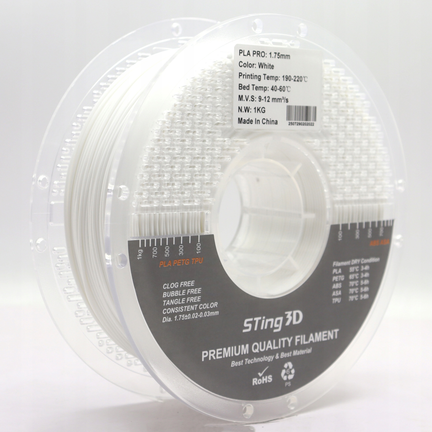 Filament null PLA Plus Biały (WHITE)