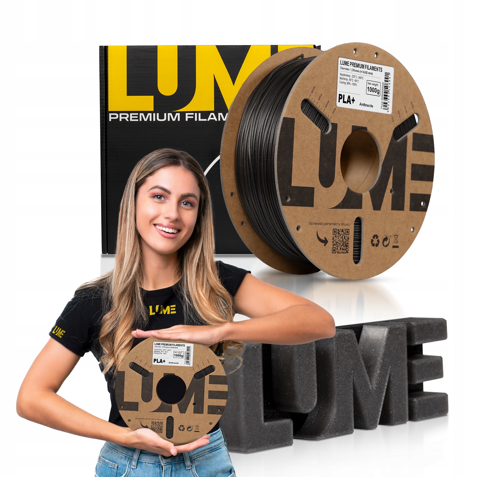Filament LUME PLA Plus Czarny (BLACK)