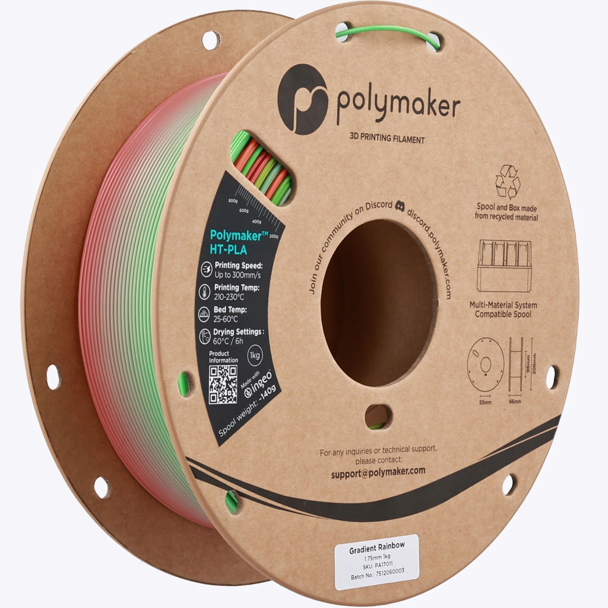 Filament Polymaker PLA High-Speed  Tęczowy (RAINBOW)