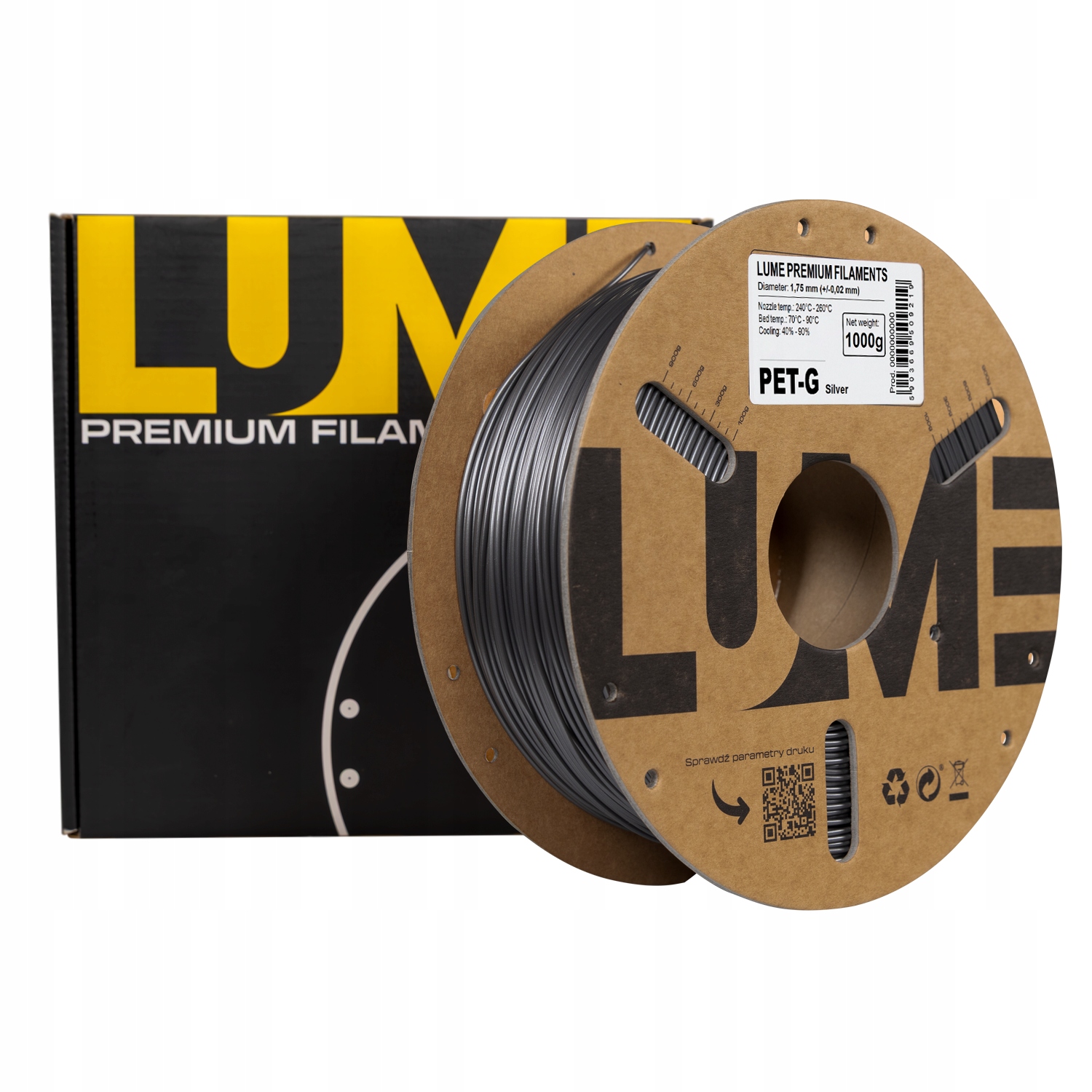 Filament LUME PETG Srebrny (SILVER)