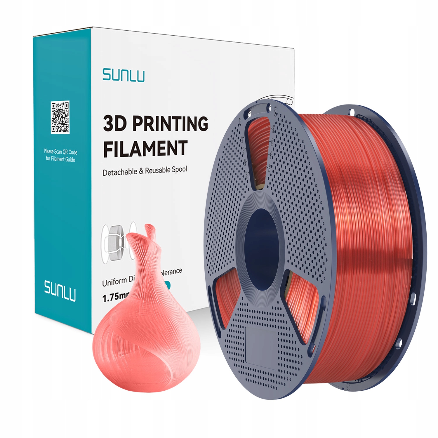 Filament SUNLU PLA Czerwony Przezroczysty (RED TRANSPARENT)