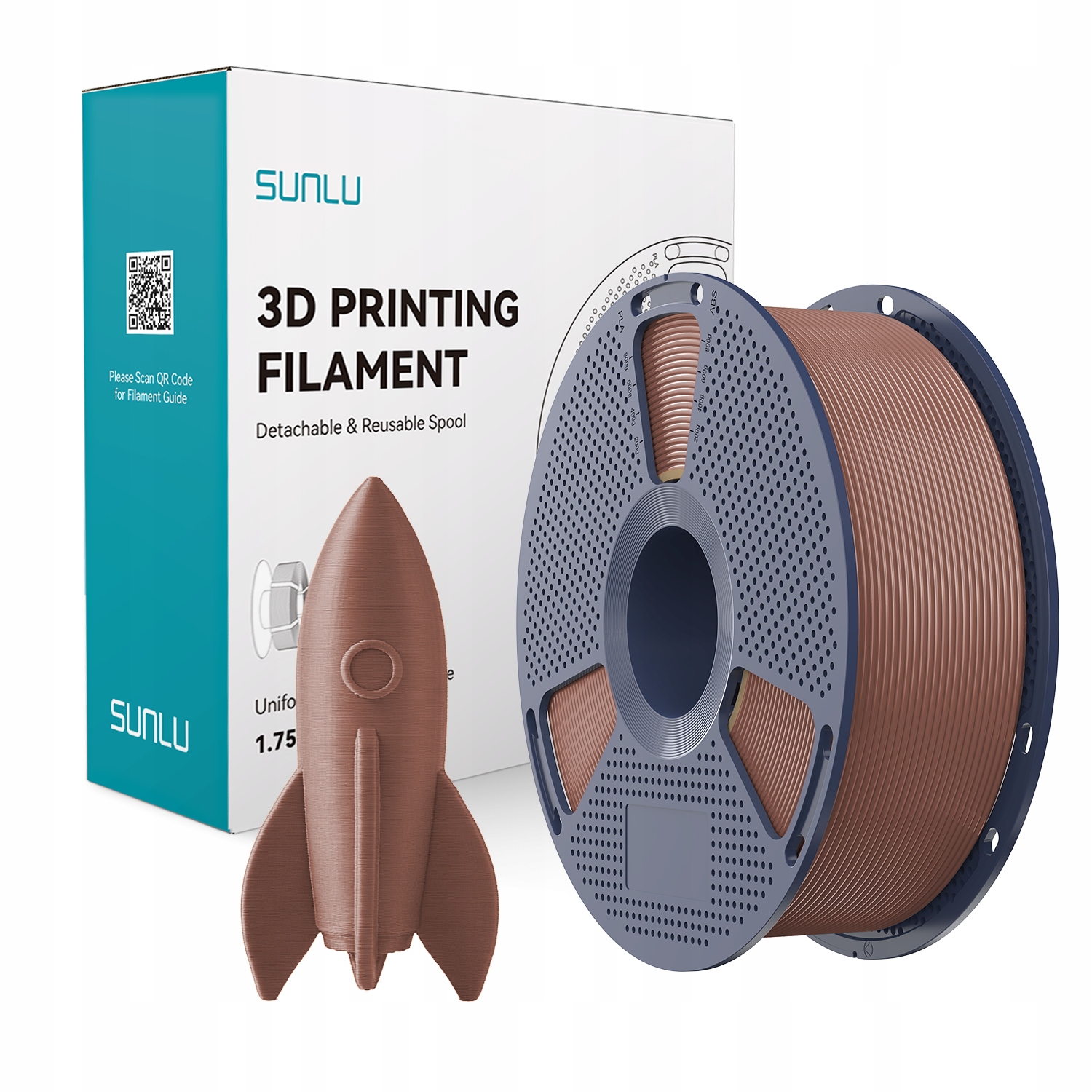 Filament SUNLU PLA High-Speed Brązowy (BROWN)