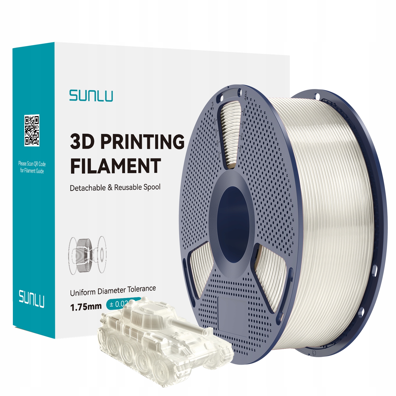 Filament SUNLU PLA Naturalny Przezroczysty (NATURAL TRANSPARENT)