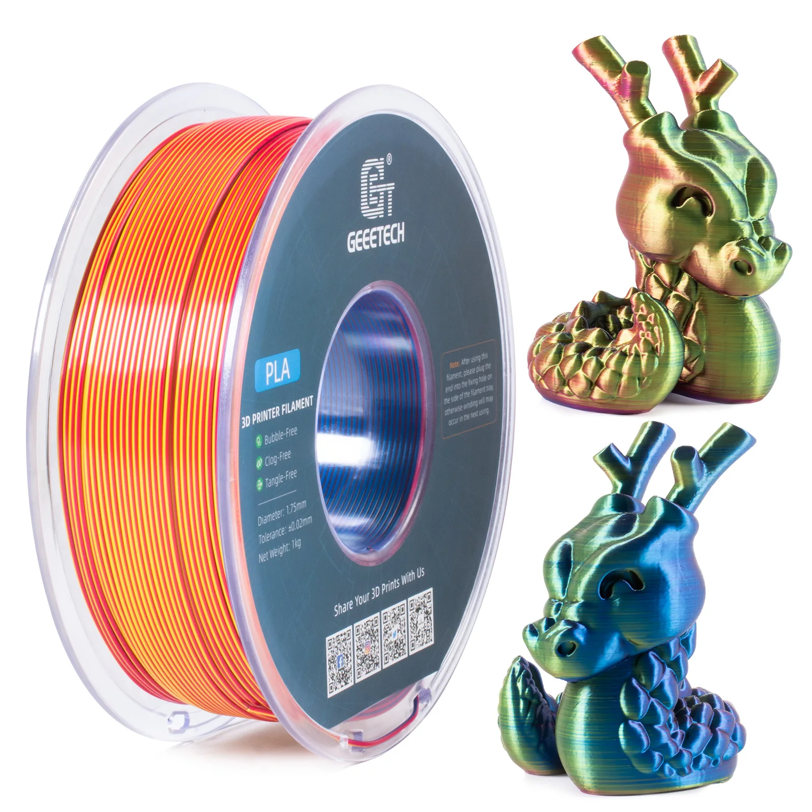 Filament GEEETECH PLA Trójkolorowy Jedwabny (TRIPLE SILK)