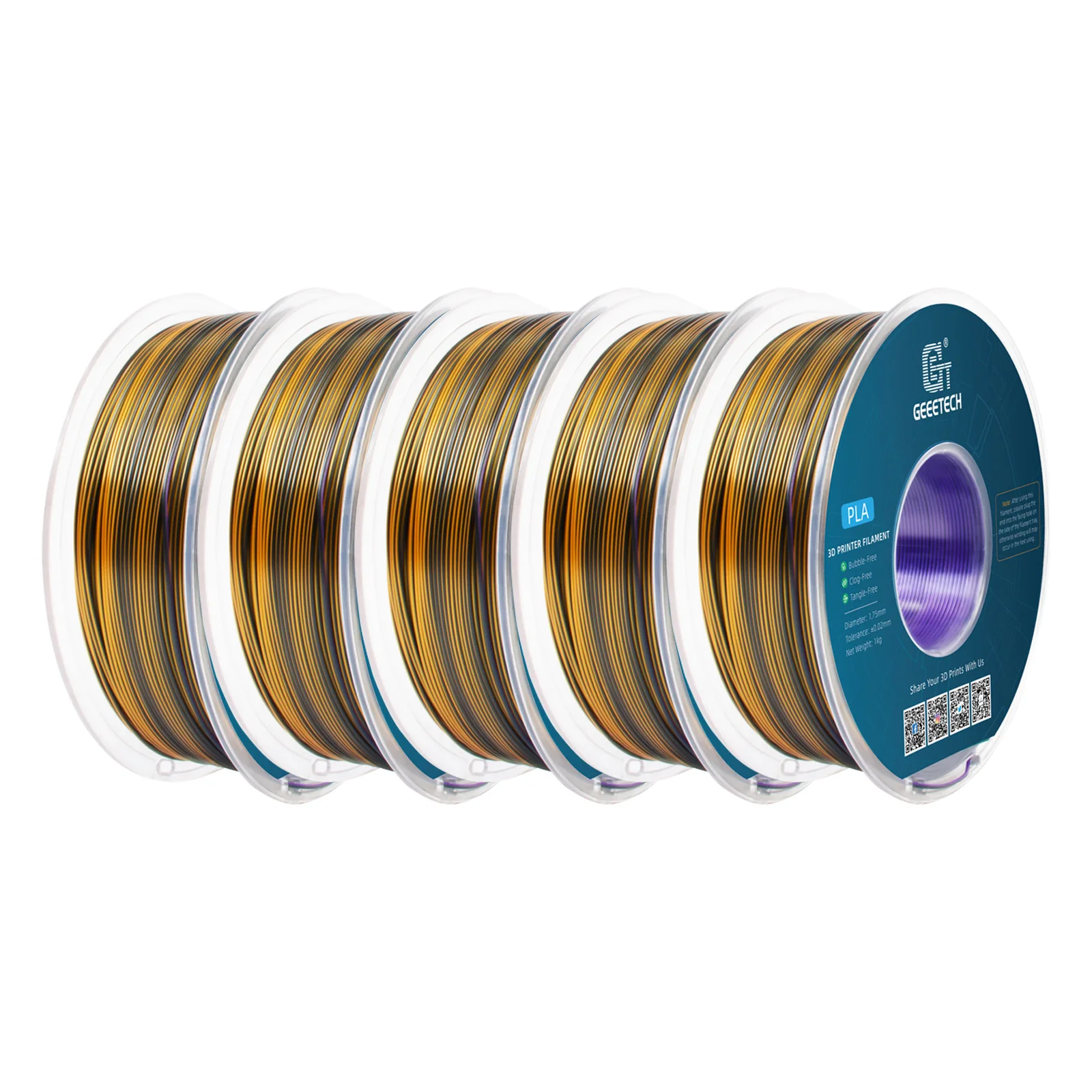 Filament GEEETECH PLA Trójkolorowy Jedwabny (TRIPLE SILK)