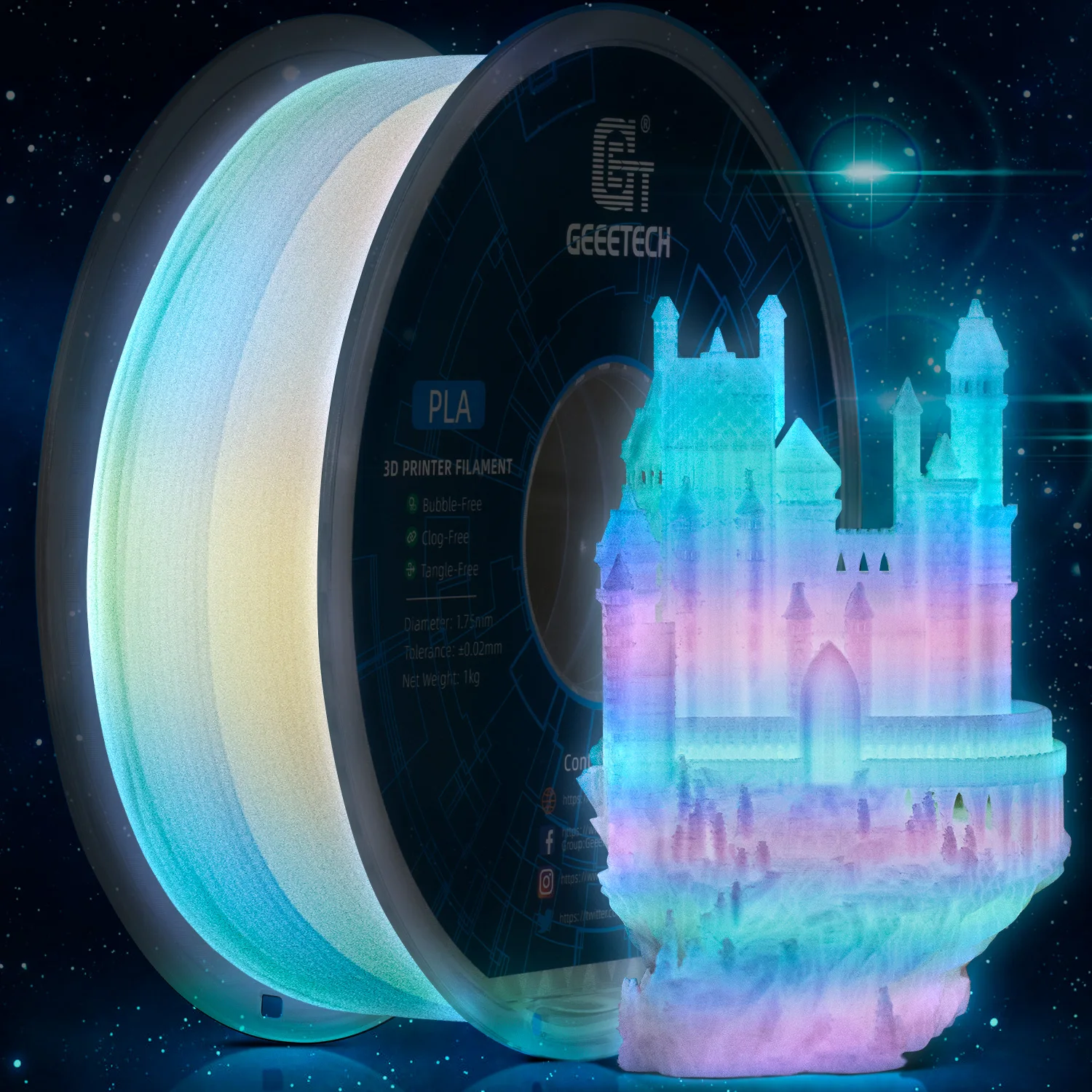 Filament GEEETECH PLA  Świecący w ciemności (GLOW)