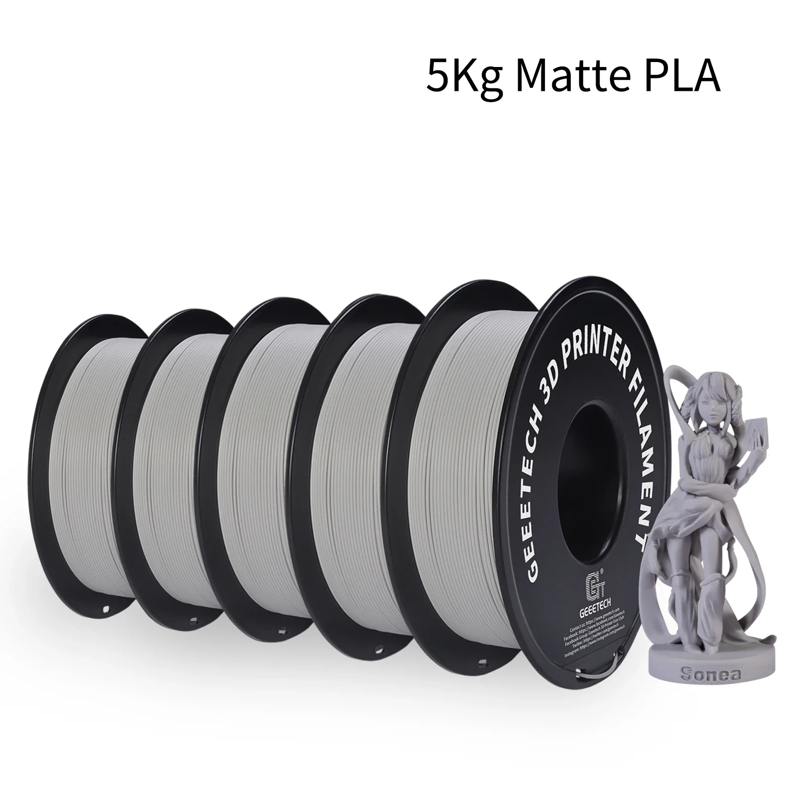Filament GEEETECH PLA Szary Matowy (GRAY MATTE)