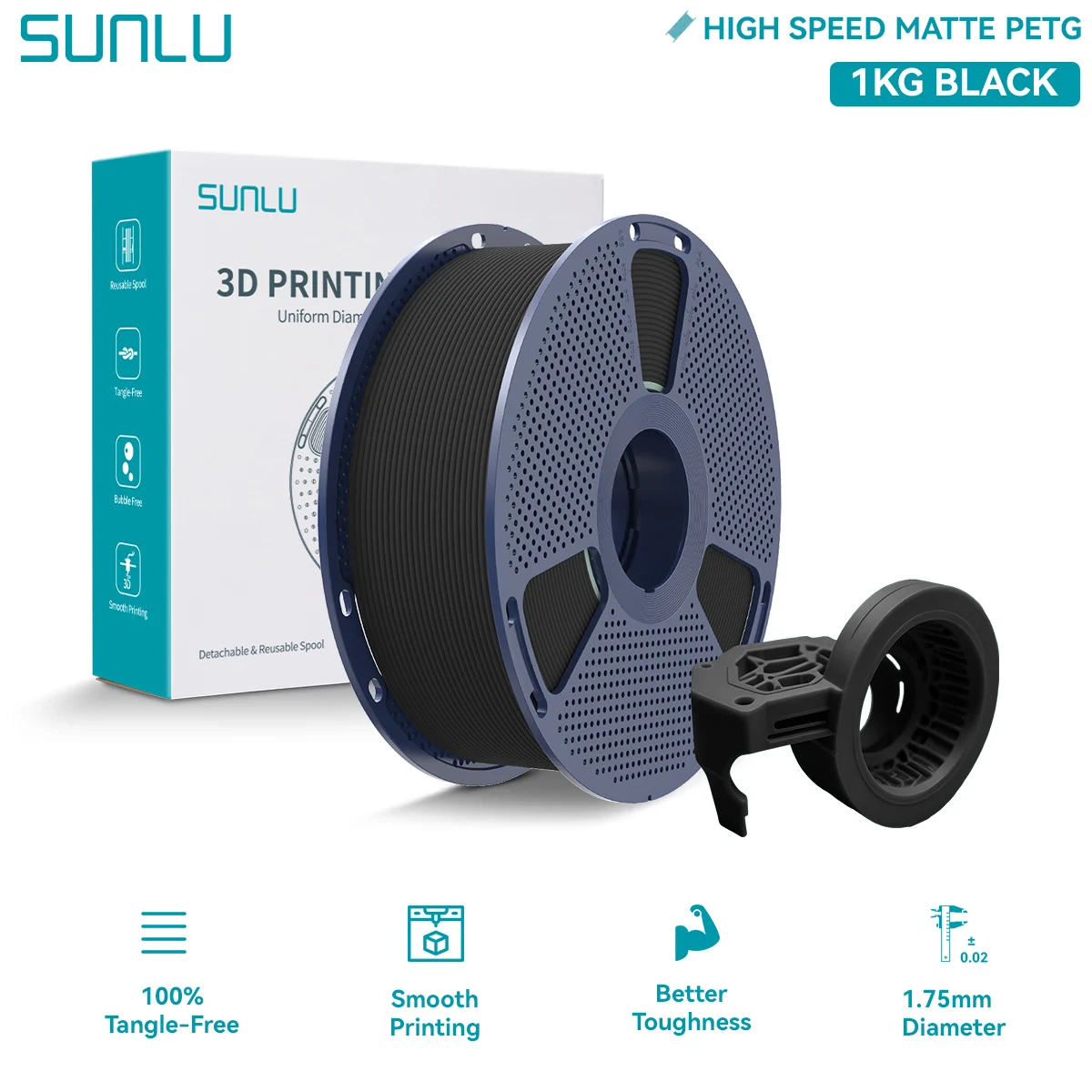 Filament SUNLU PETG Plus High-Speed Czarny Matowy (BLACK MATTE)