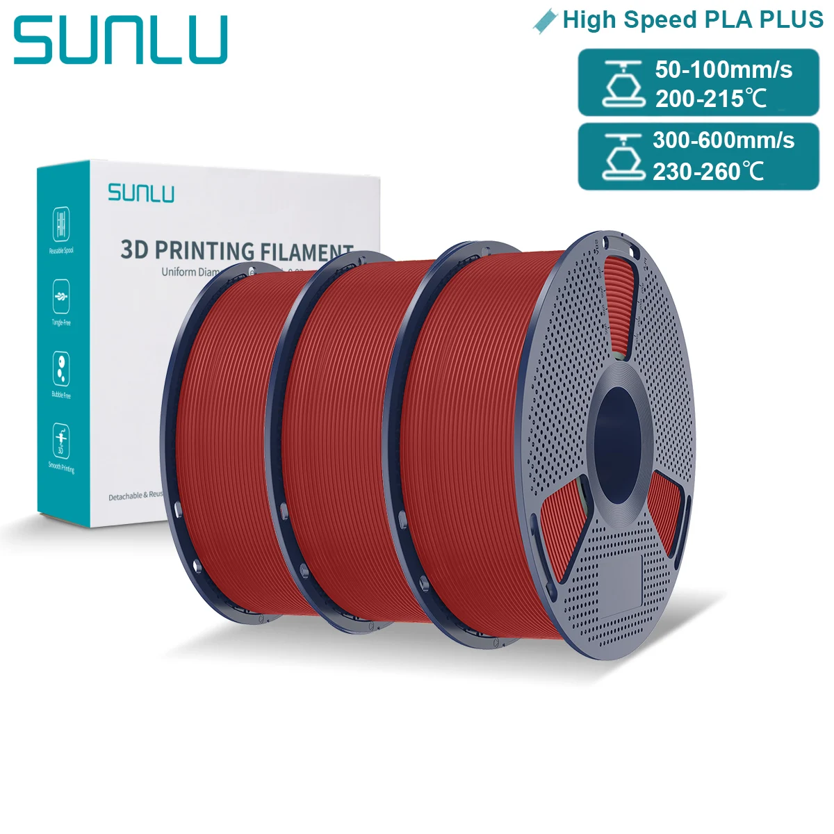 Filament SUNLU PLA Plus High-Speed Czerwony (RED)