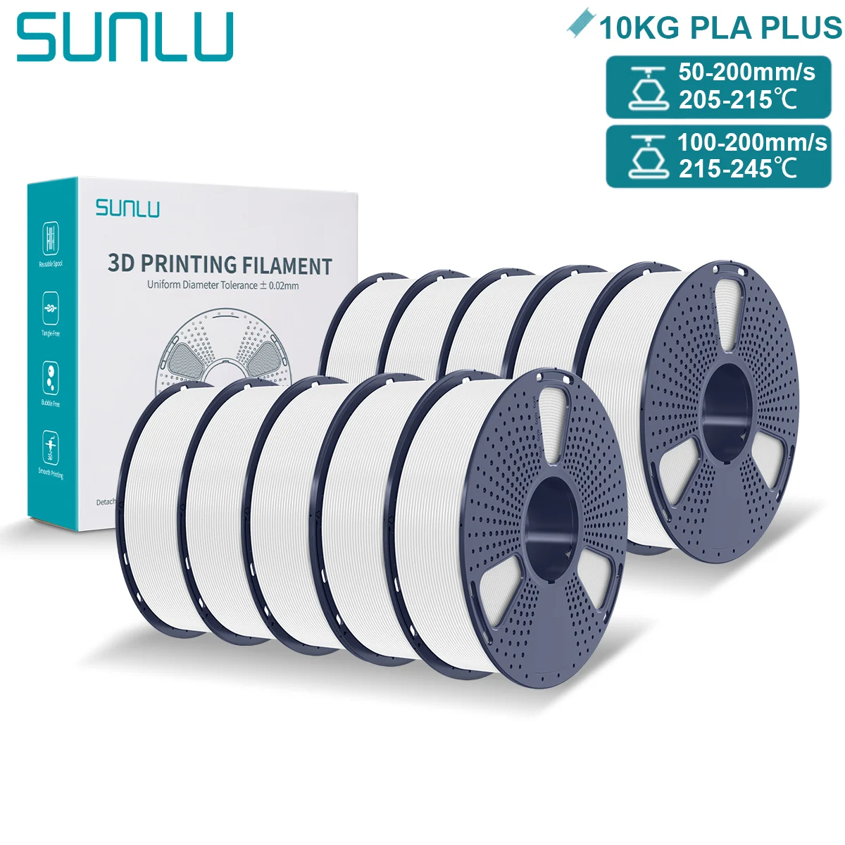 Filament SUNLU PLA Plus Biały (WHITE)