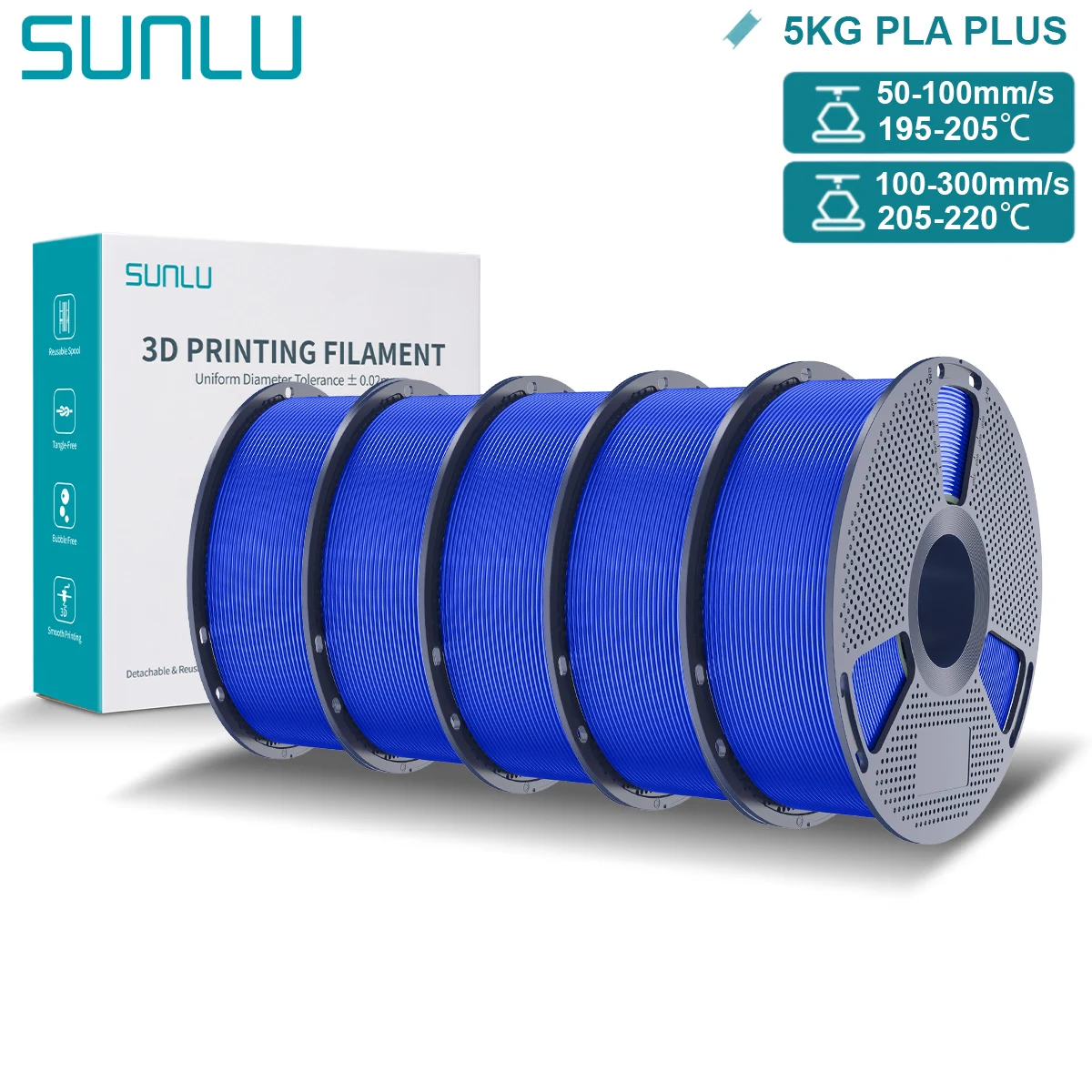 Filament SUNLU PLA Plus Niebieski (BLUE)